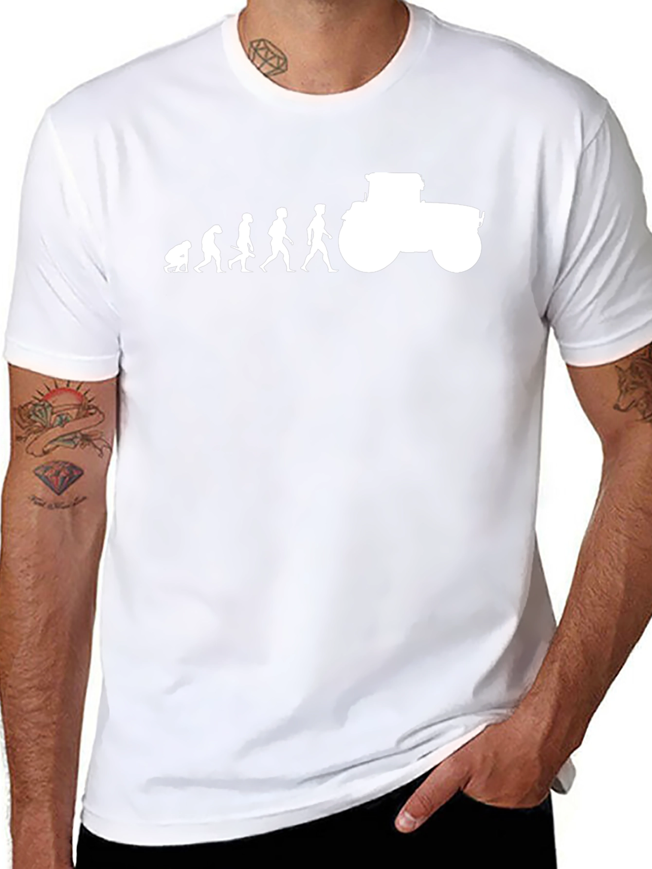 Evolution to Tractor Mens Graphic T-Shirt
