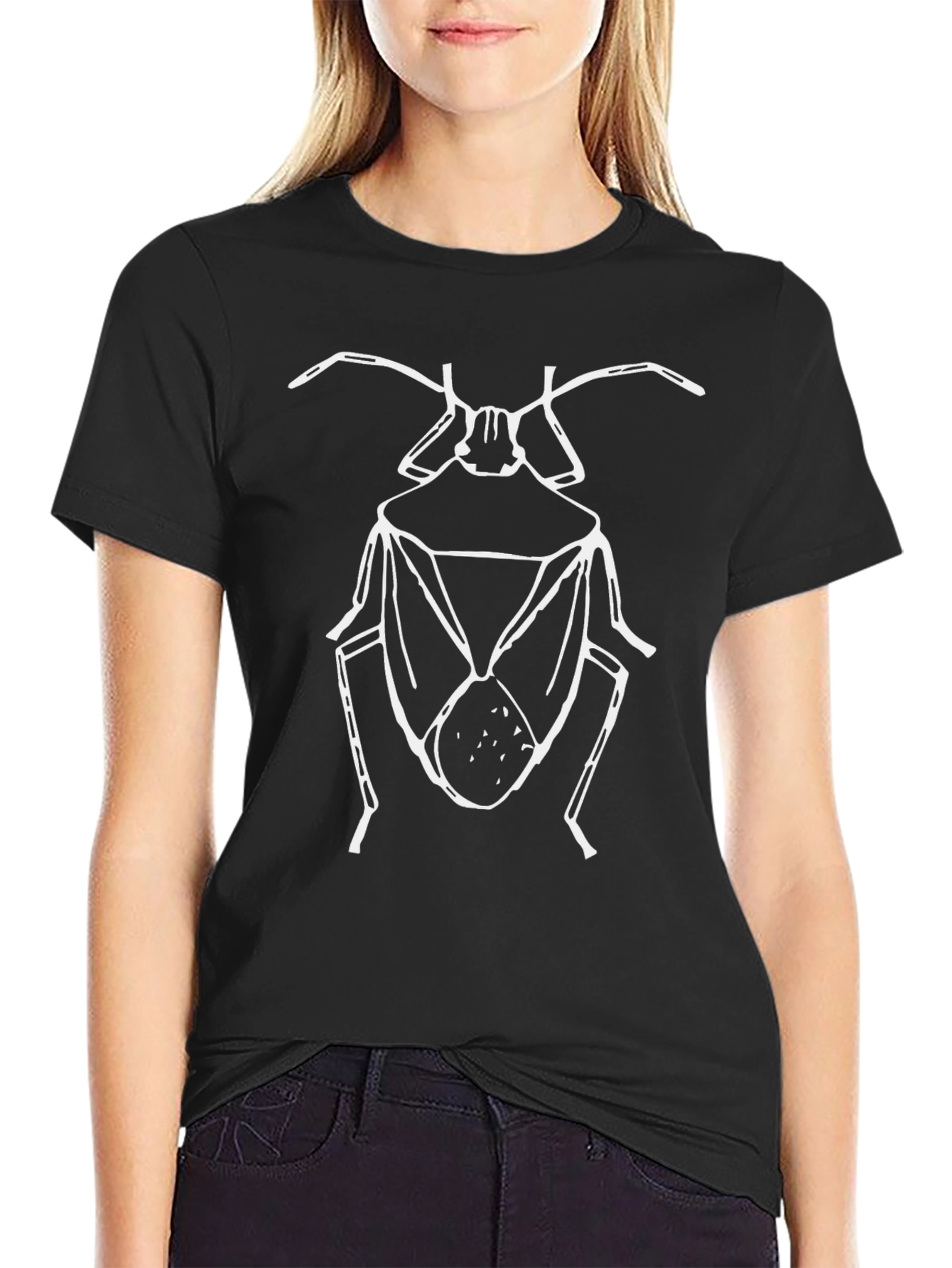 Insect Graphic Tee - Black Cotton Blend T-Shirt