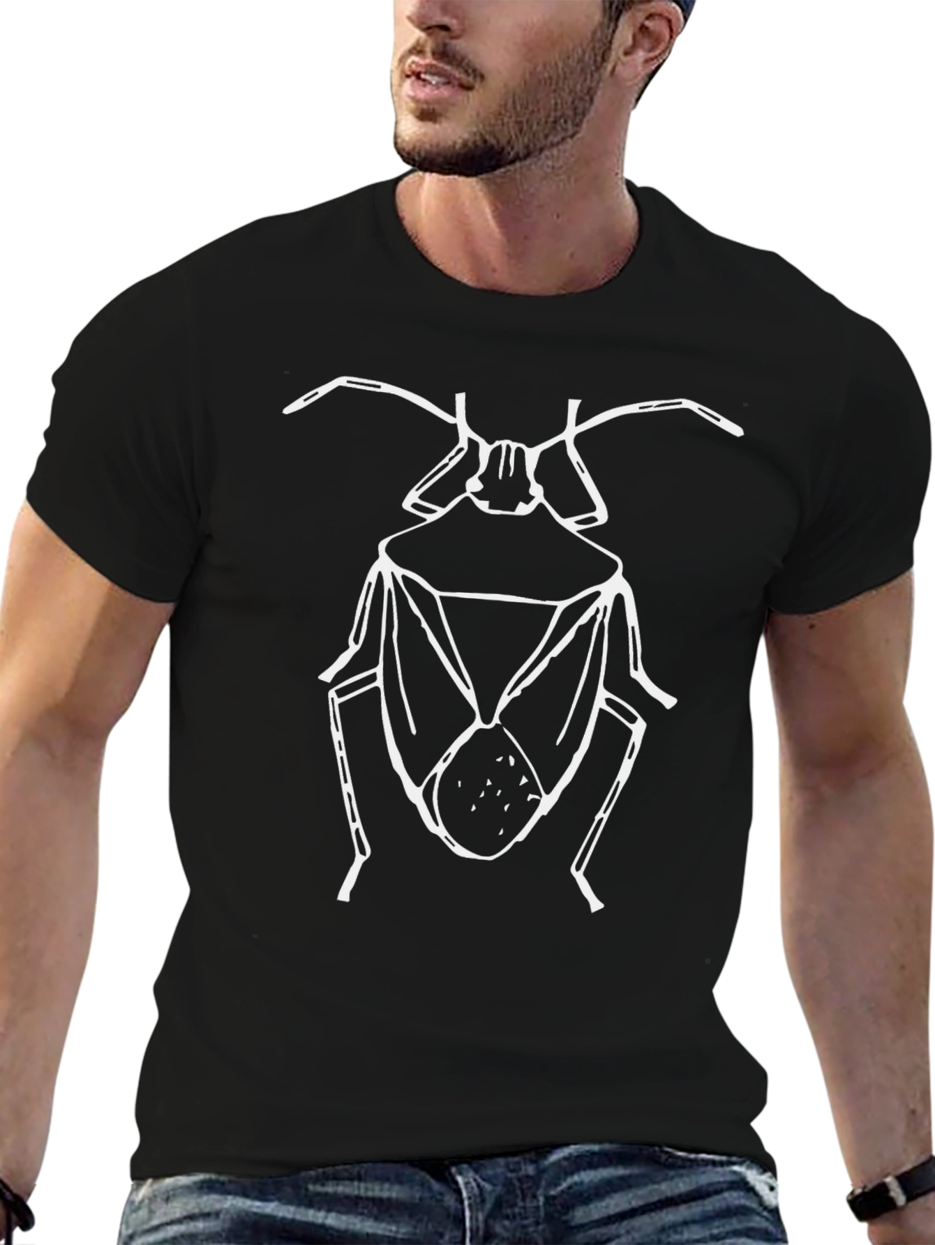Insect Graphic Tee - Black Cotton Blend T-Shirt