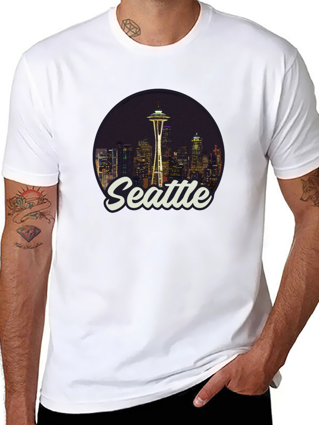 Seattle Skyline Graphic Tee - Black