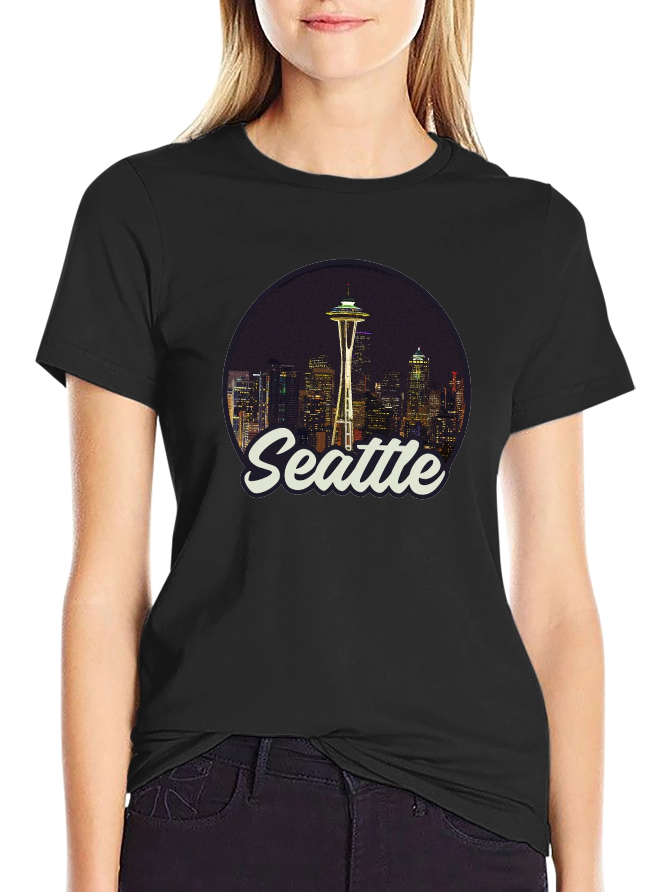 Seattle Skyline Graphic Tee - Black