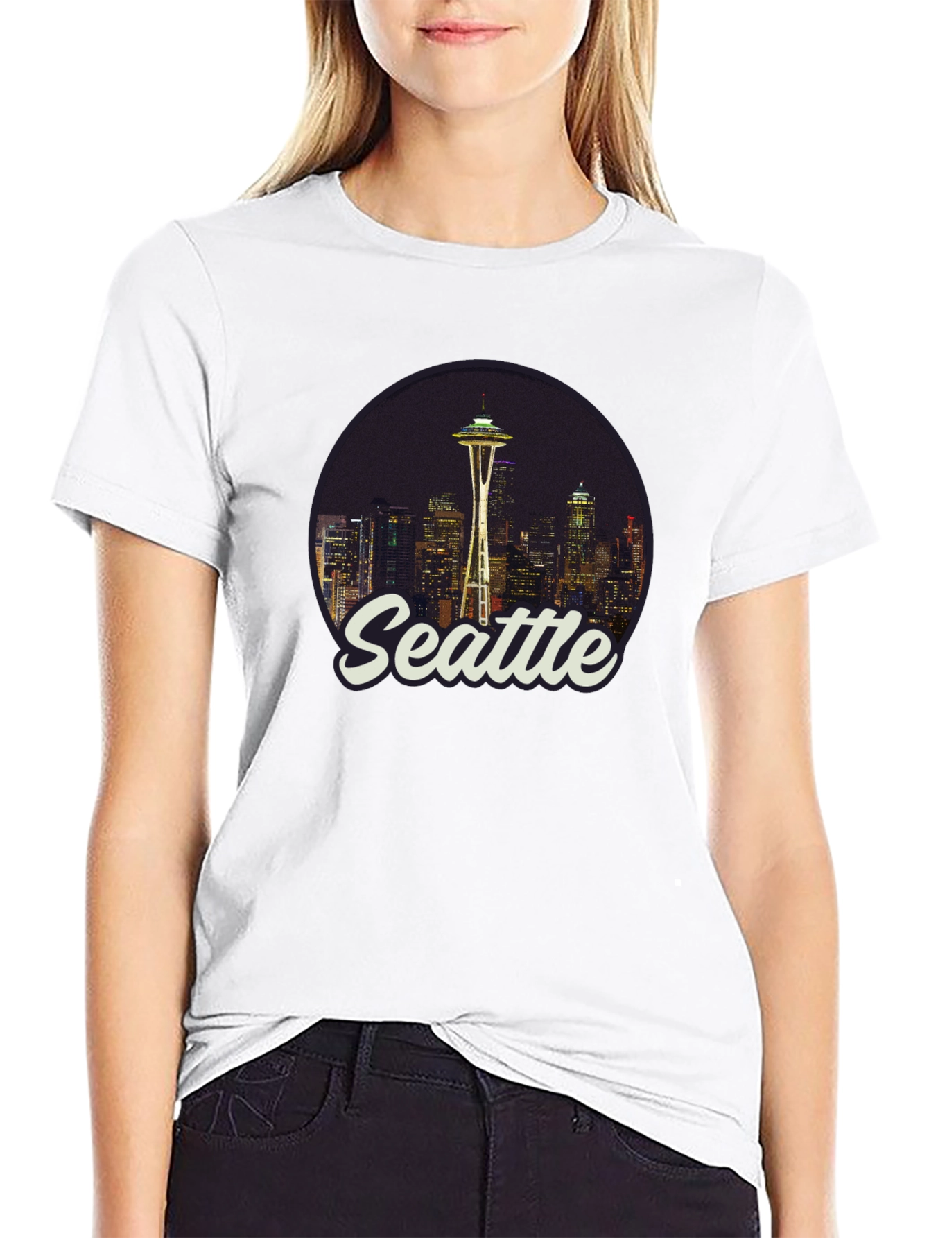 Seattle Skyline Graphic Tee - Black