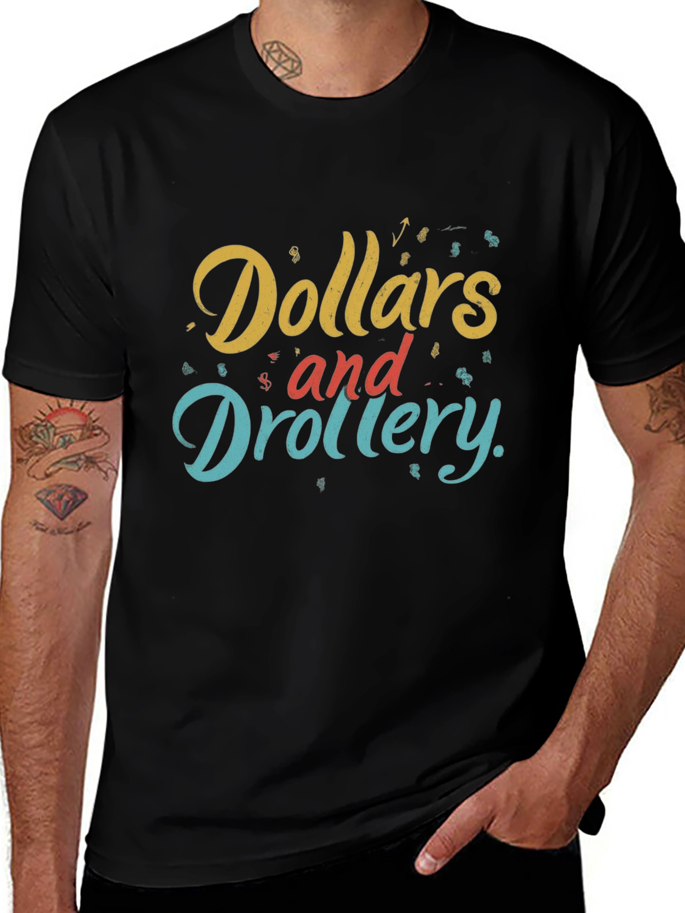 Dollars and Drollery Black Graphic Tee