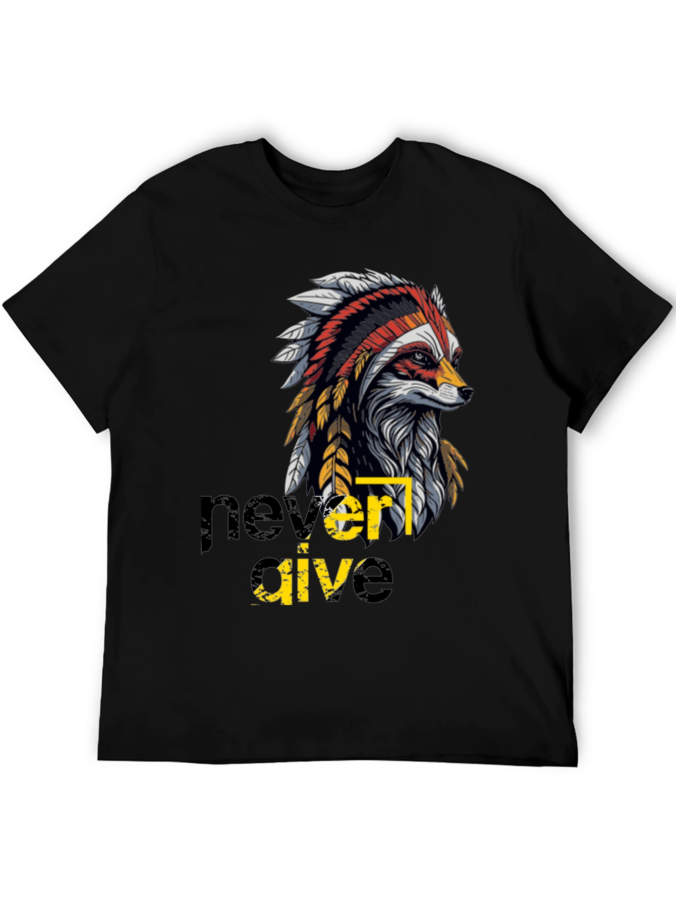 Never Give Up Indian Headdress Graphic Tee
