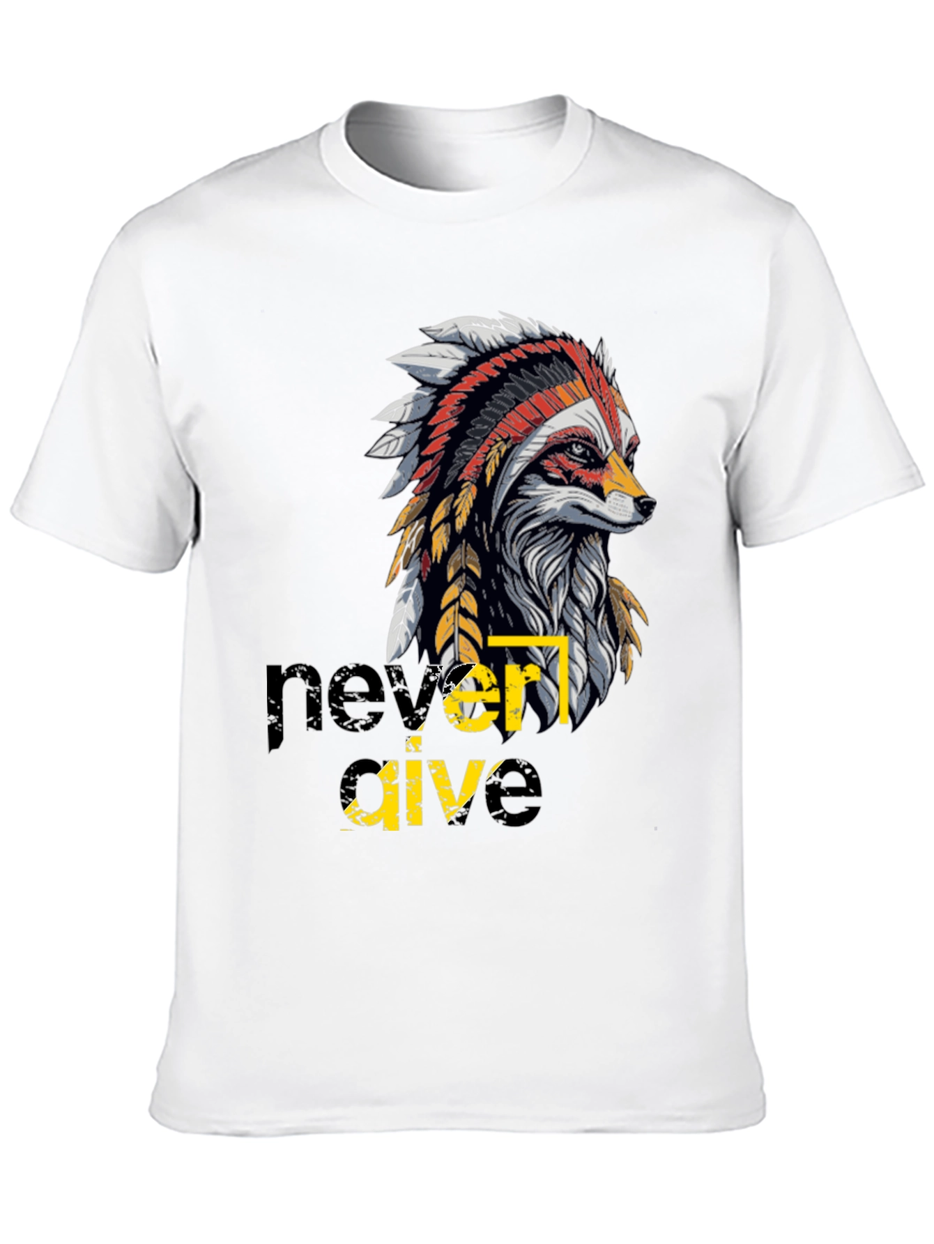 Never Give Up Indian Headdress Graphic Tee