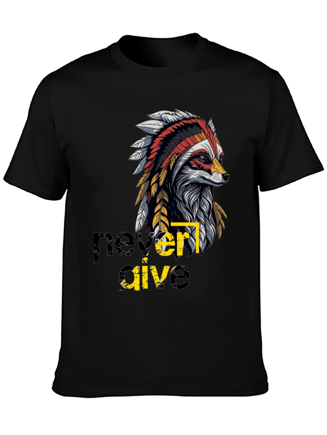 Never Give Up Indian Headdress Graphic Tee