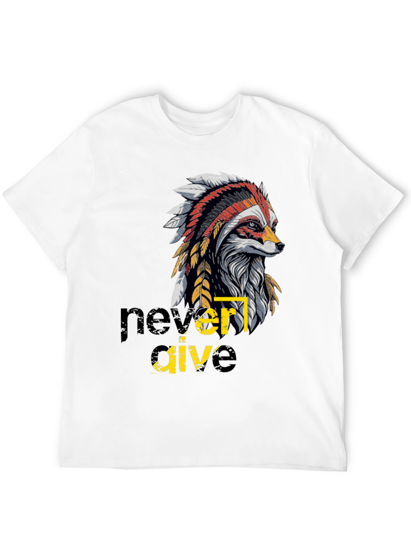 Never Give Up Indian Headdress Graphic Tee
