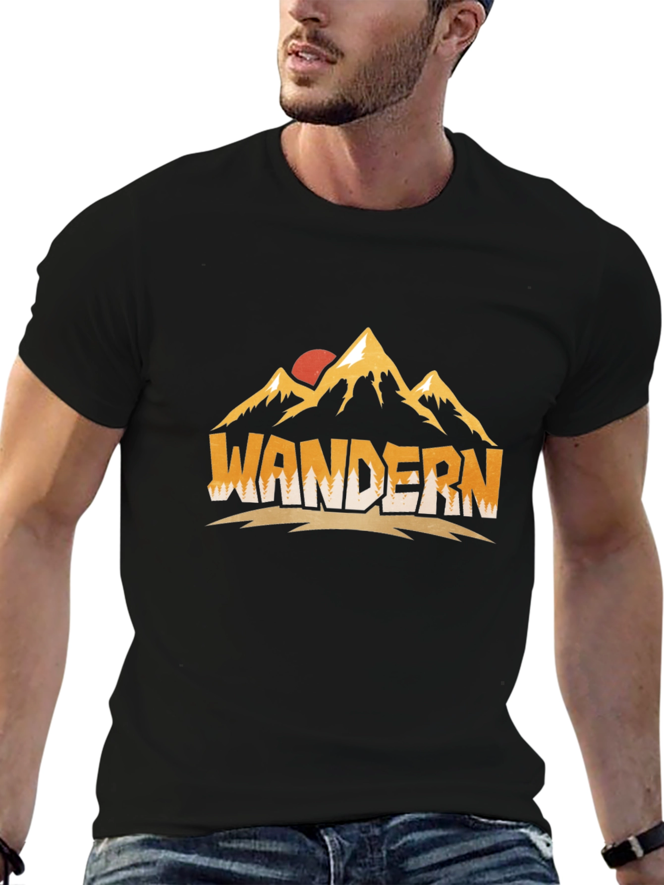Wandern Mountain Graphic Black Tee
