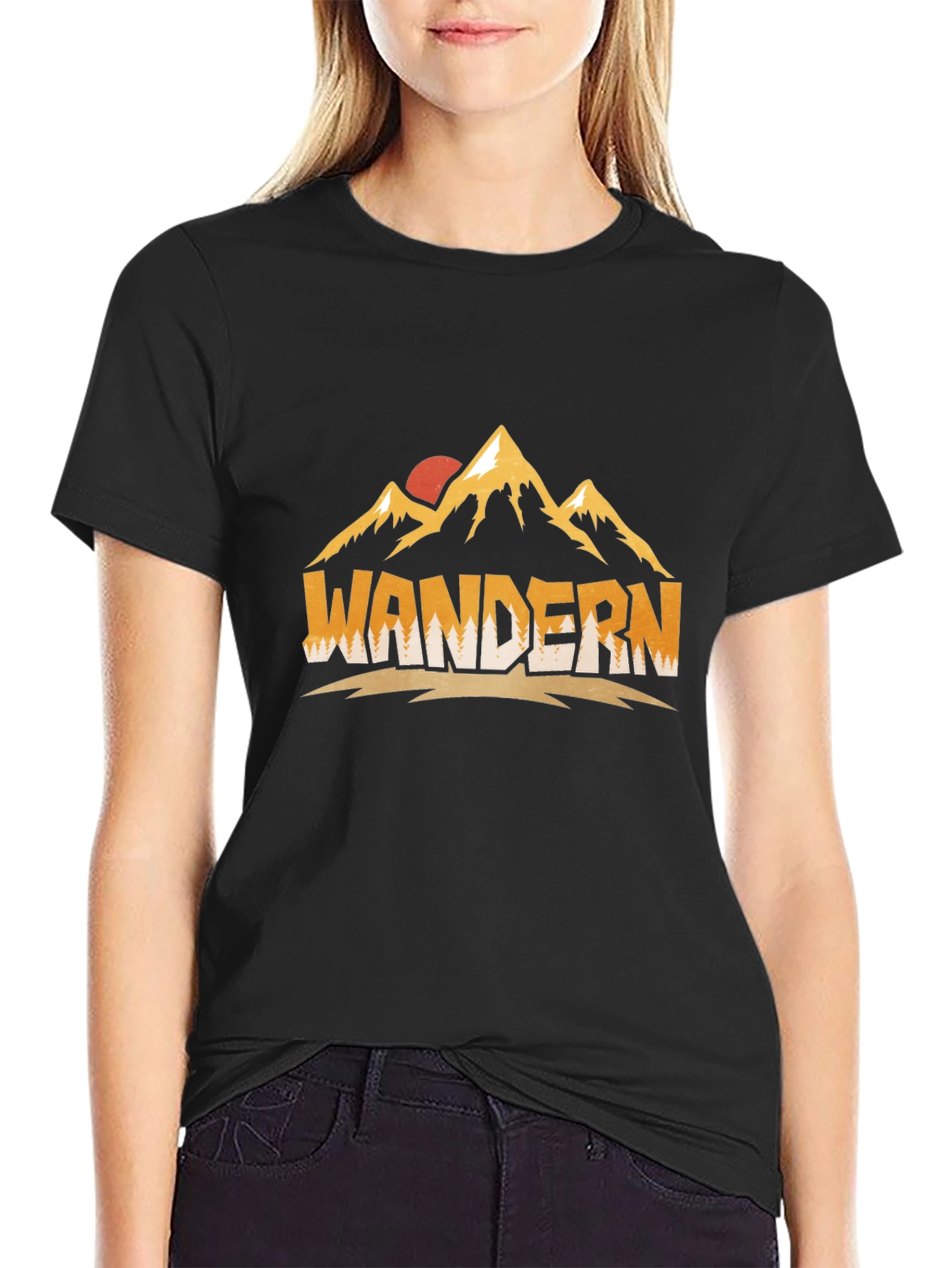 Wandern Mountain Graphic Black Tee