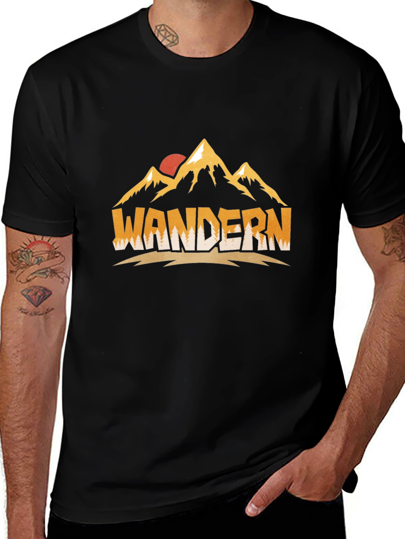 Wandern Mountain Graphic Black Tee
