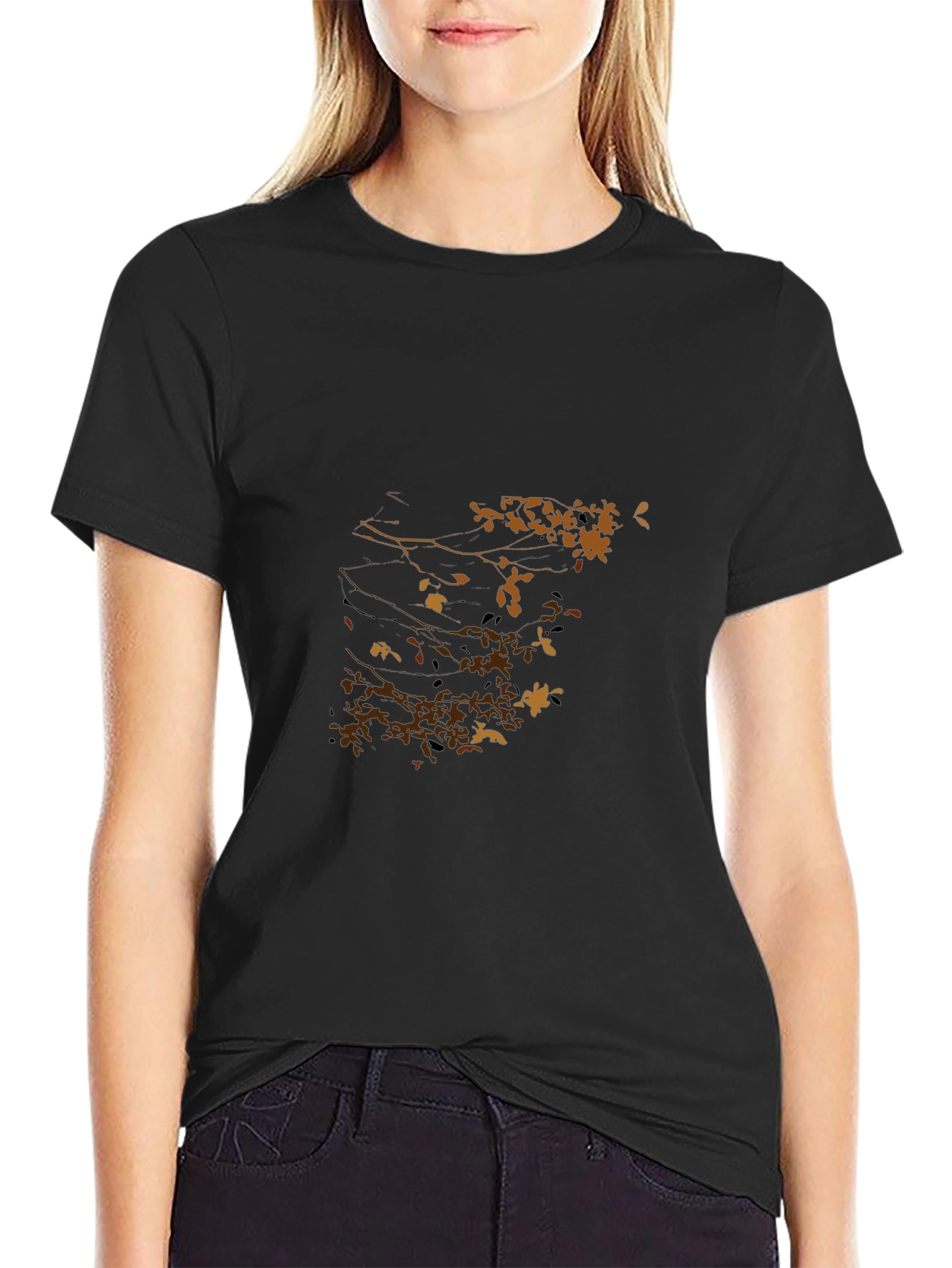 Nature Print Black T-Shirt