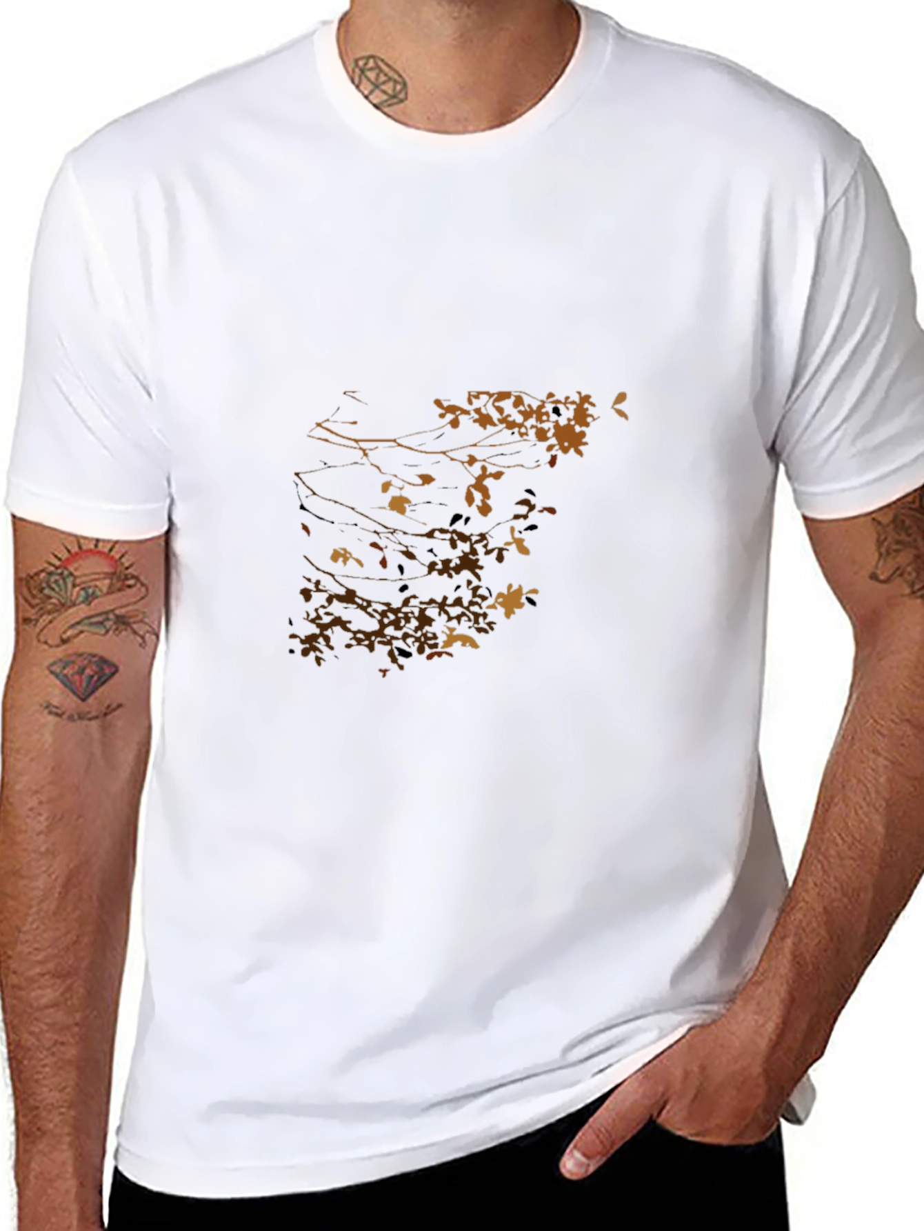 Nature Print Black T-Shirt