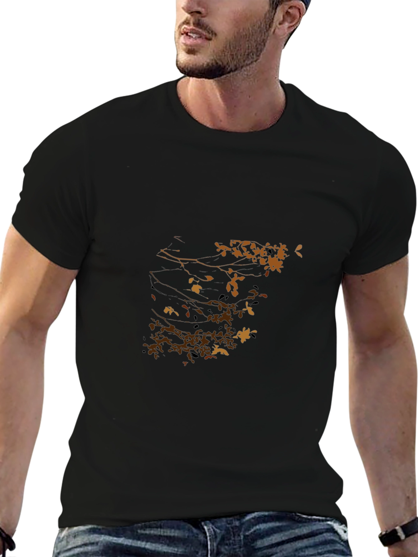 Nature Print Black T-Shirt