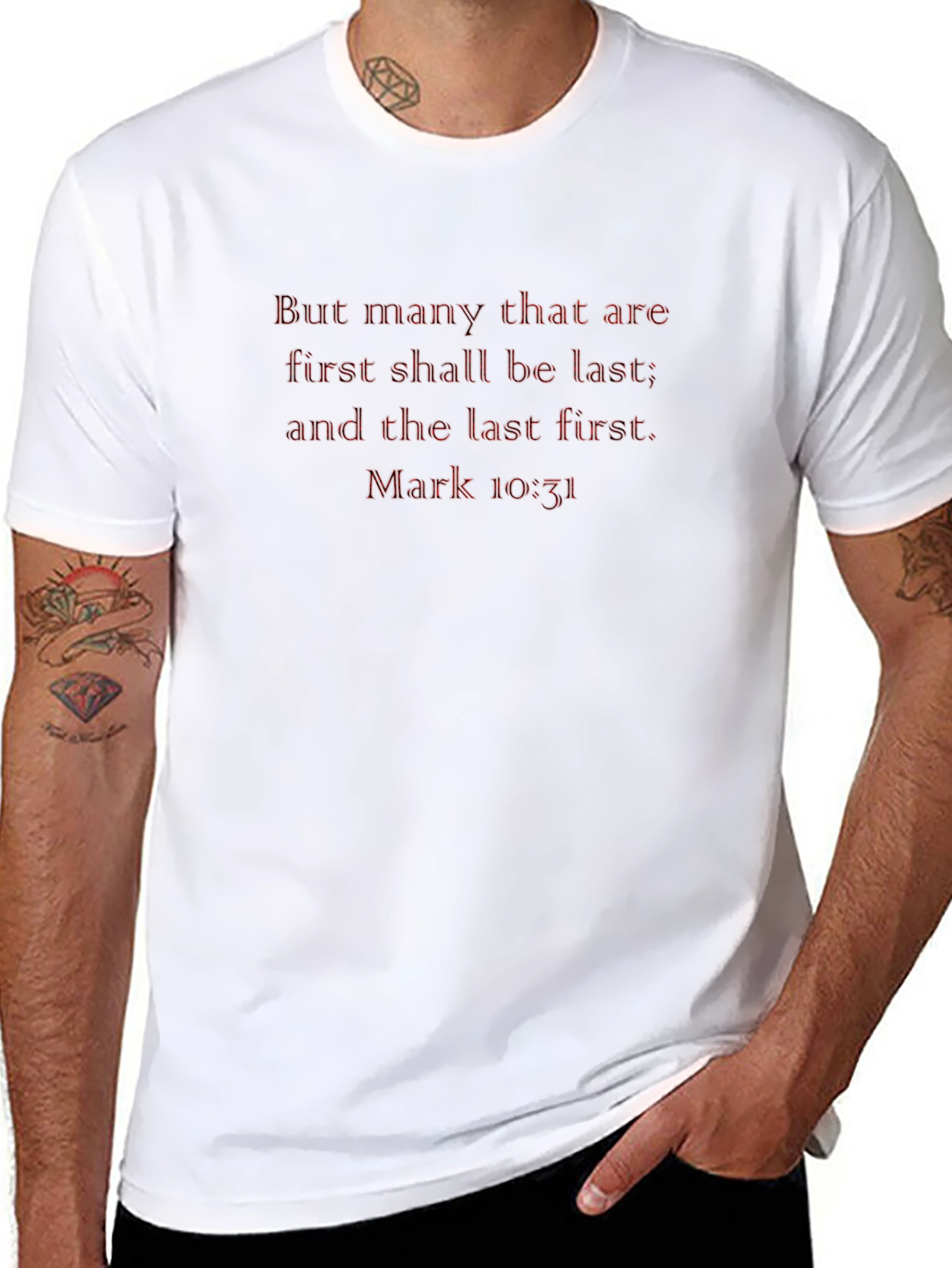 Mark 10:31 Bible Verse Black T-Shirt