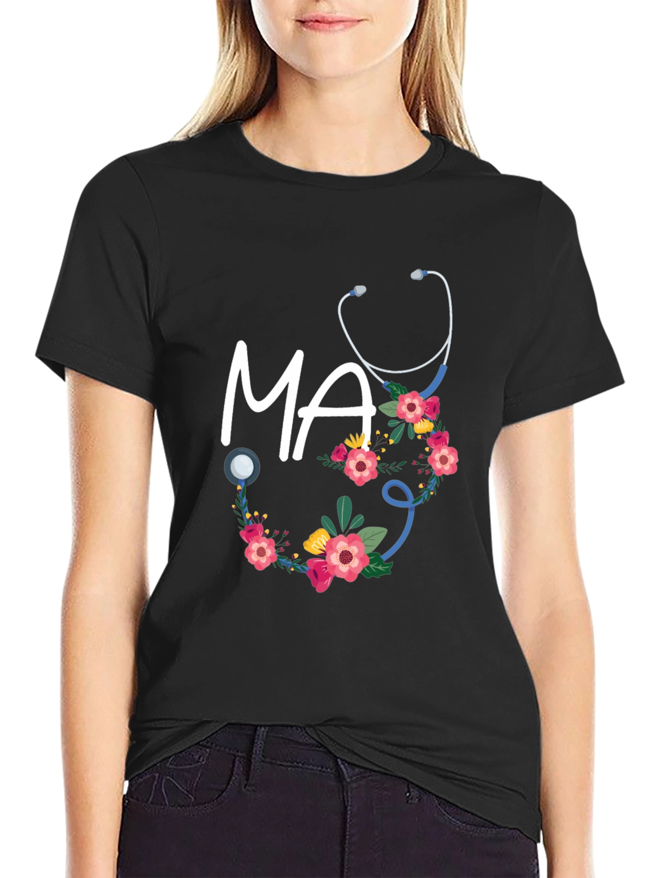 Floral Stethoscope MA T-Shirt