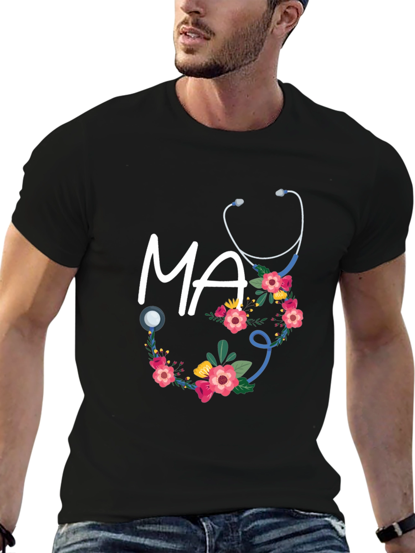 Floral Stethoscope MA T-Shirt