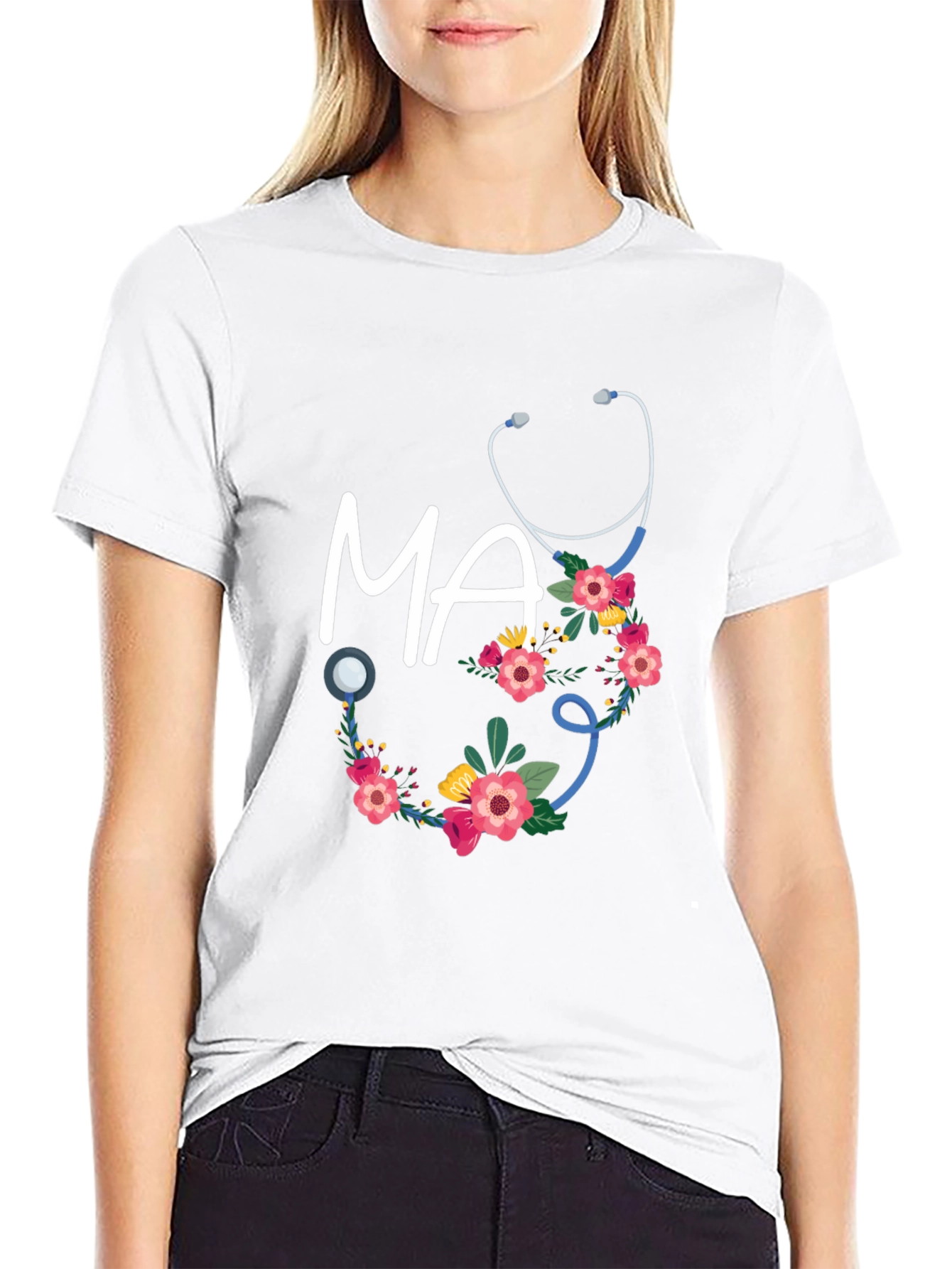 Floral Stethoscope MA T-Shirt