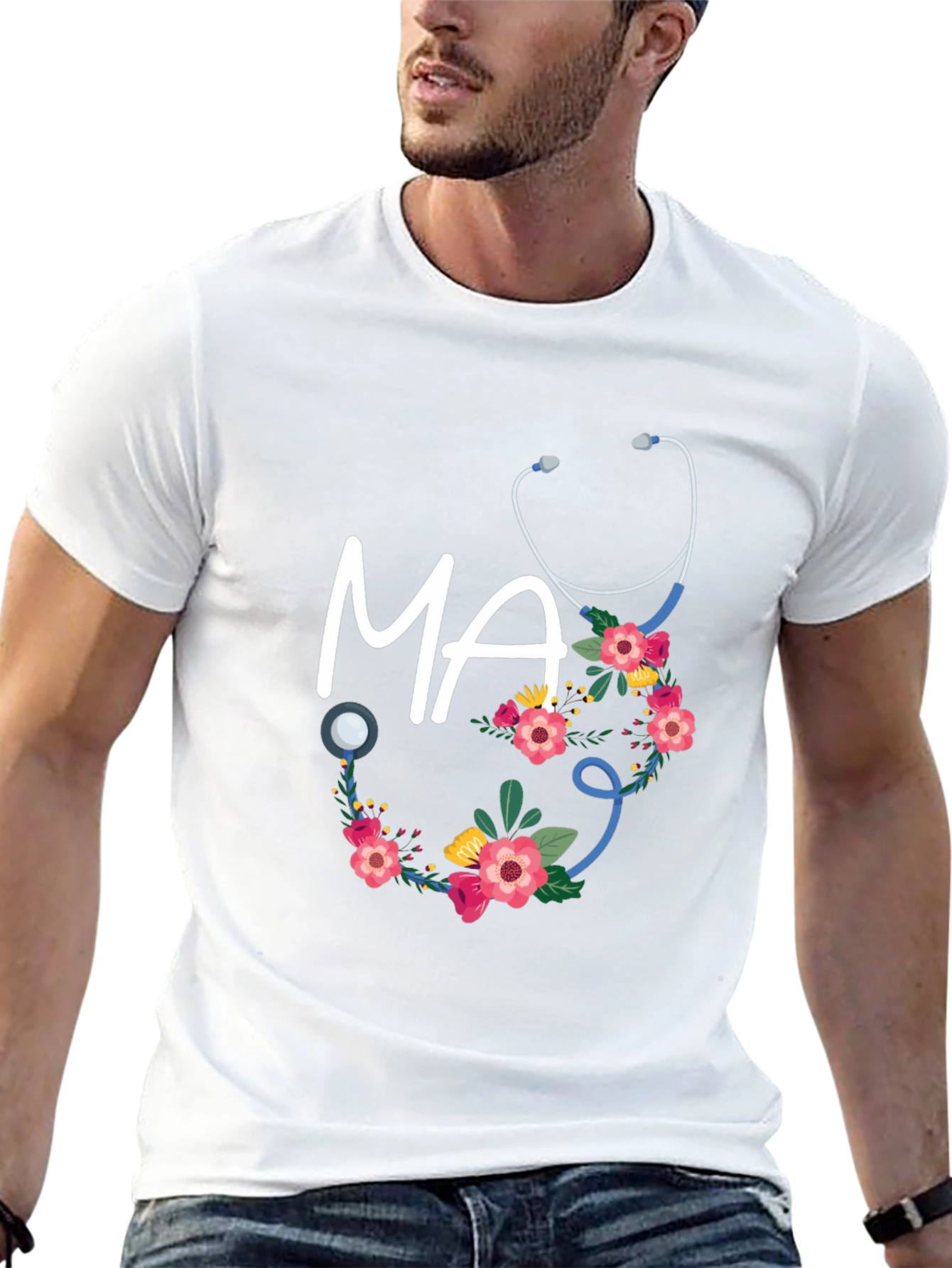 Floral Stethoscope MA T-Shirt