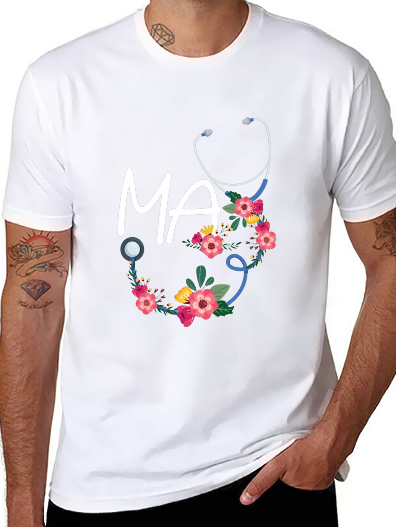 Floral Stethoscope MA T-Shirt