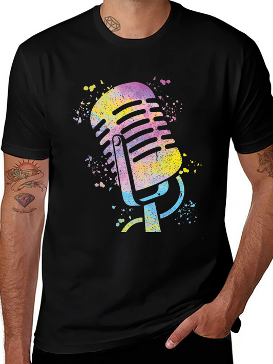 Retro Microphone Watercolor Graphic Tee