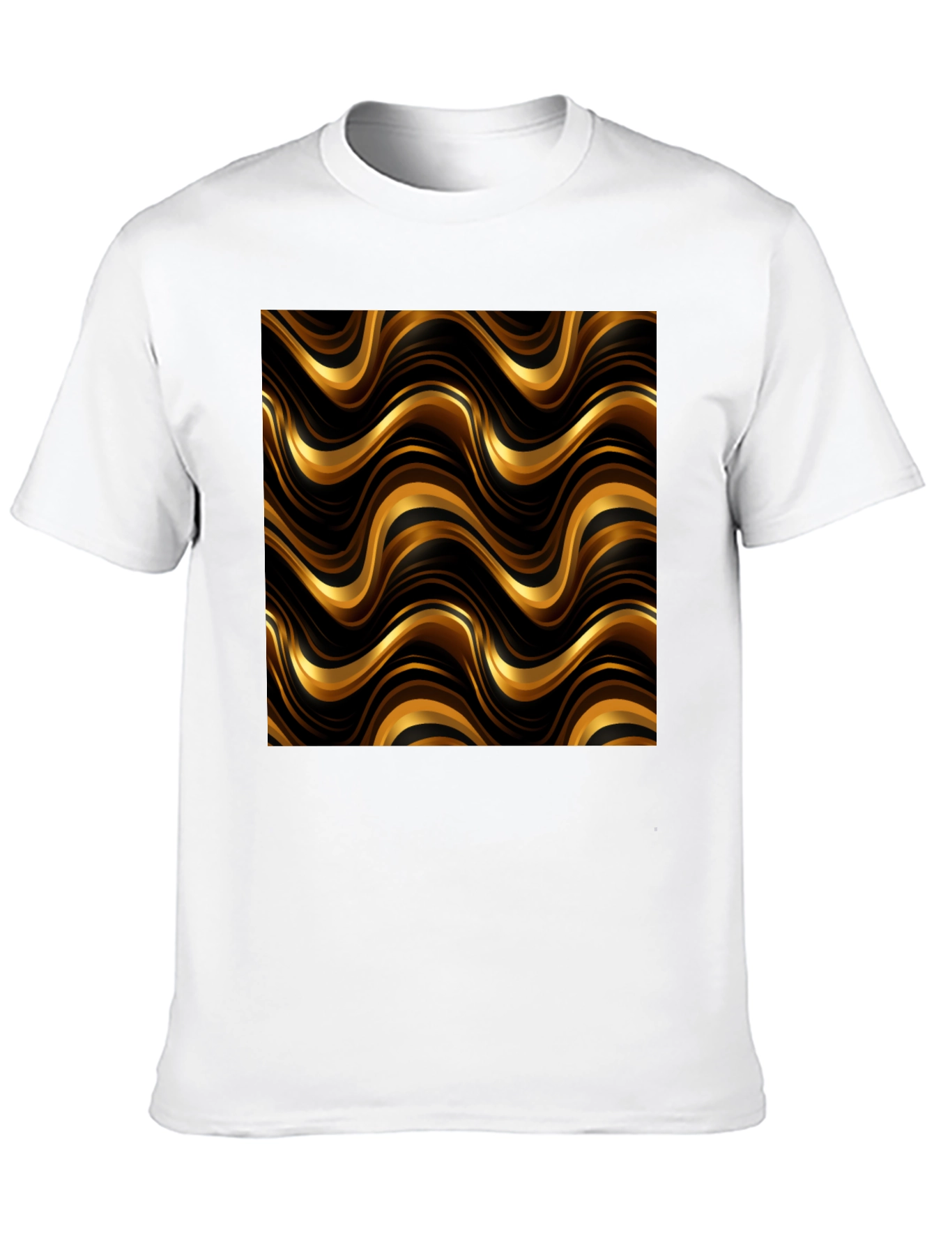 Gold Wave Pattern Black T-Shirt