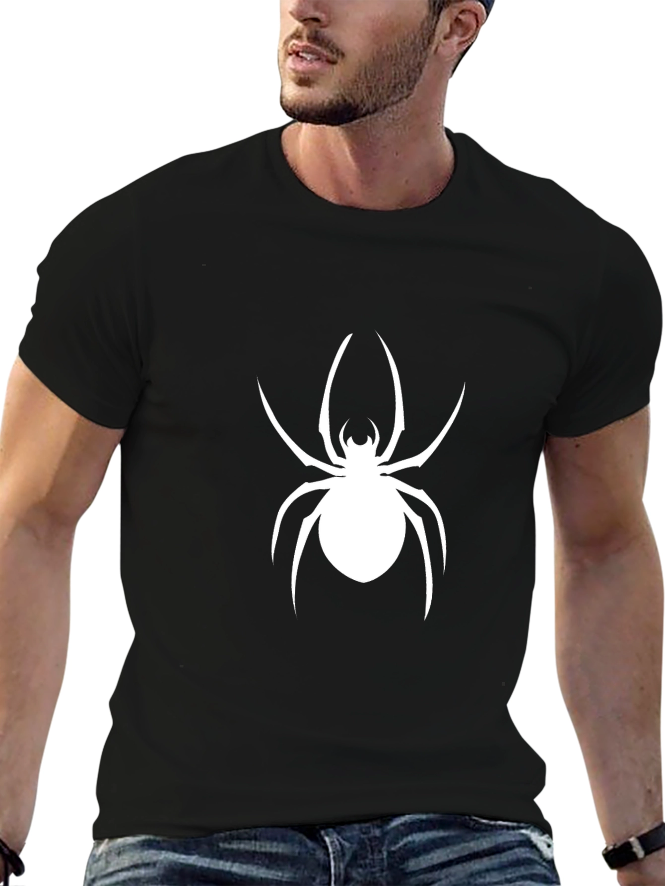 Spider Graphic Tee - Bold Black Cotton T-Shirt