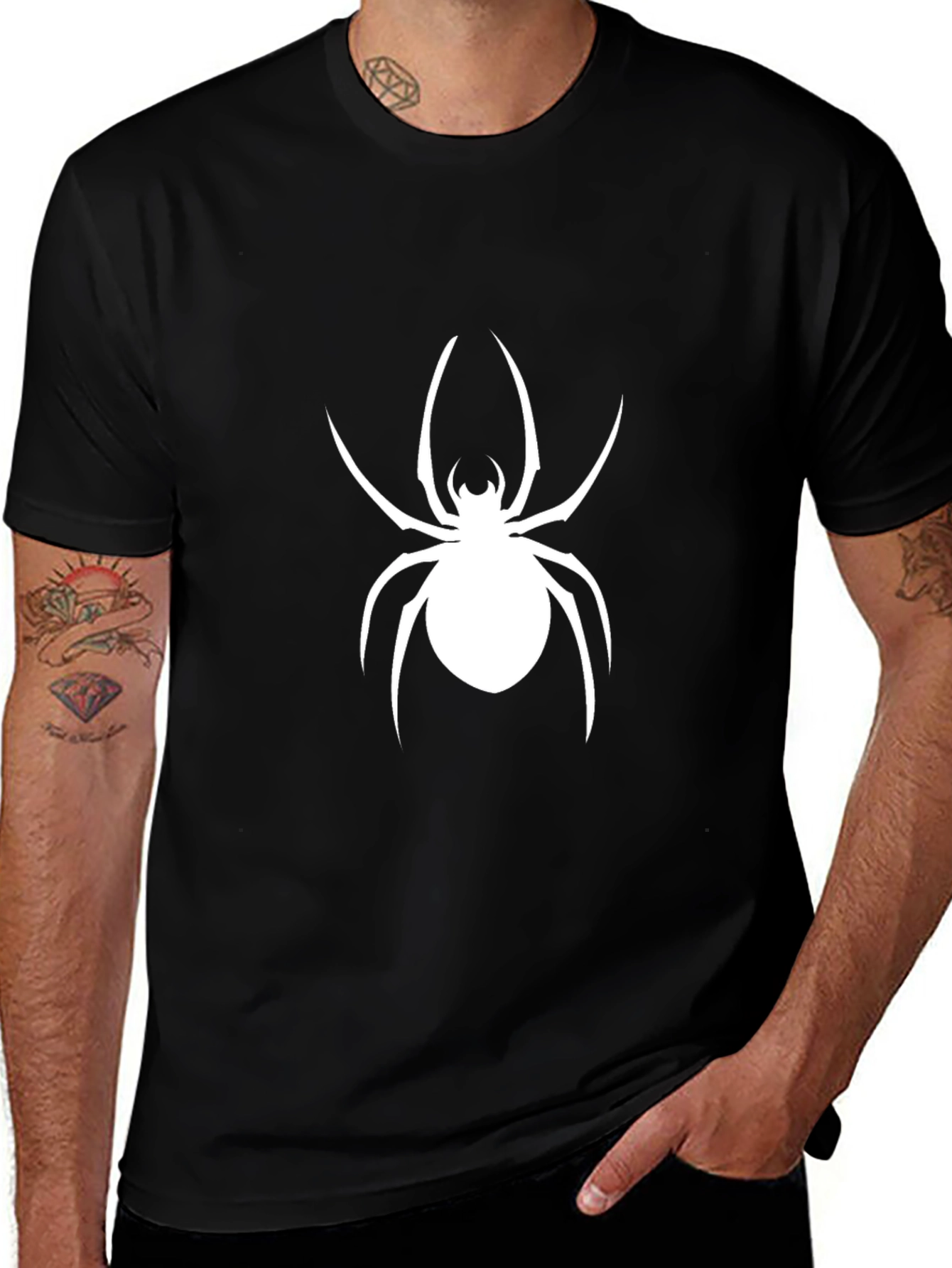 Spider Graphic Tee - Bold Black Cotton T-Shirt