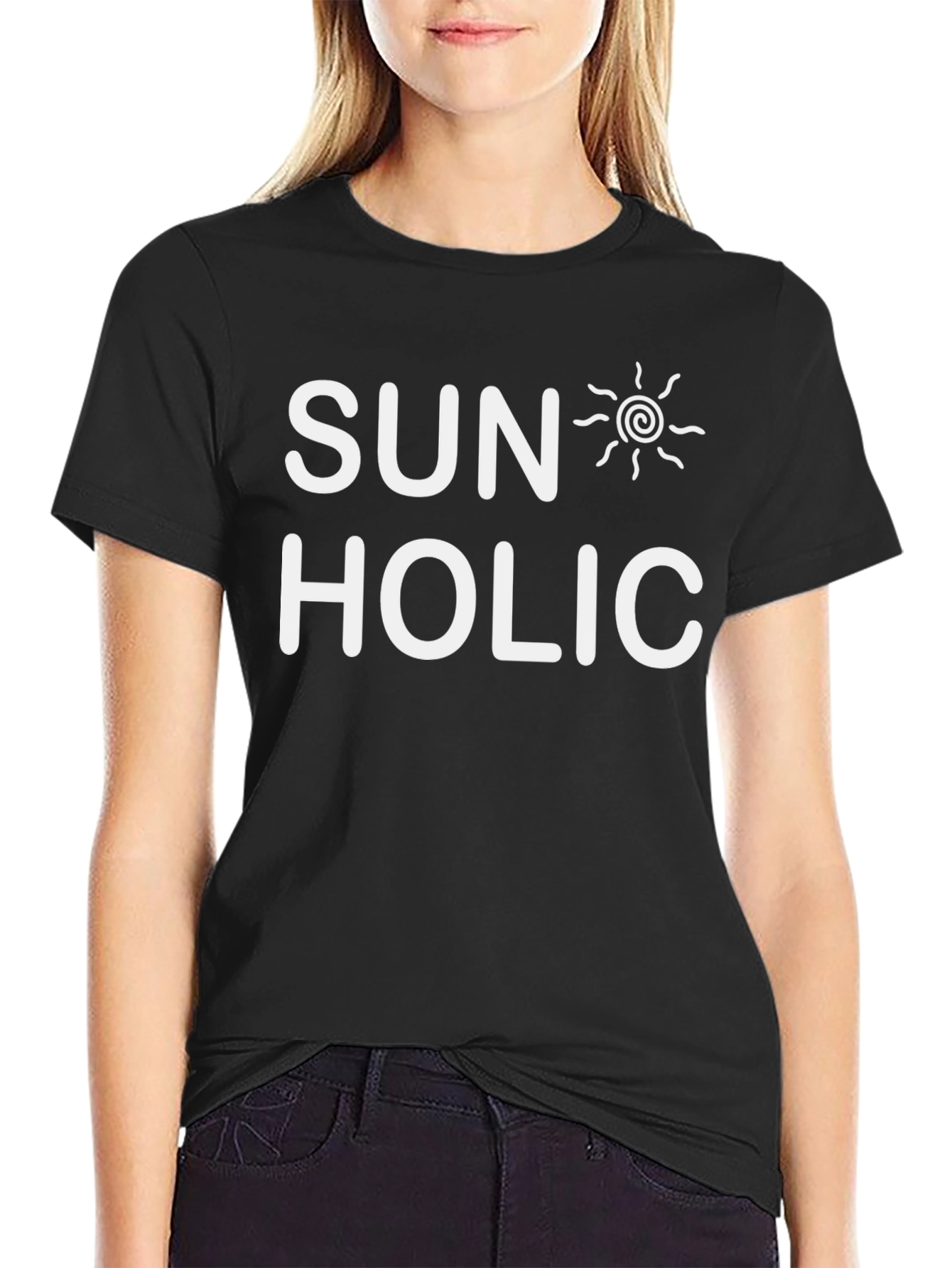 Sunholic Black T-Shirt with Sun Design
