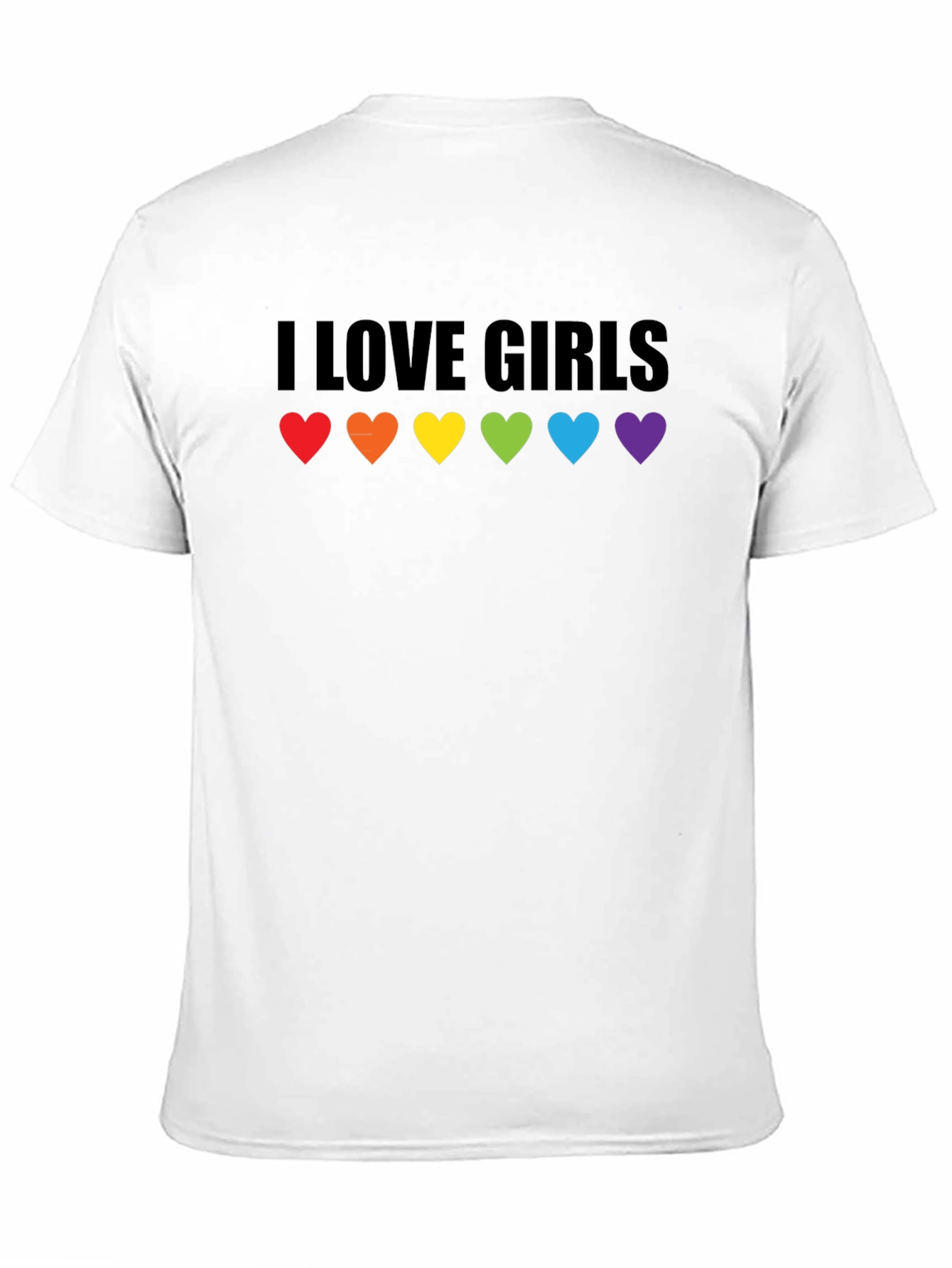 I Love Girls LGBTQ Pride T-Shirt - Rainbow Hearts