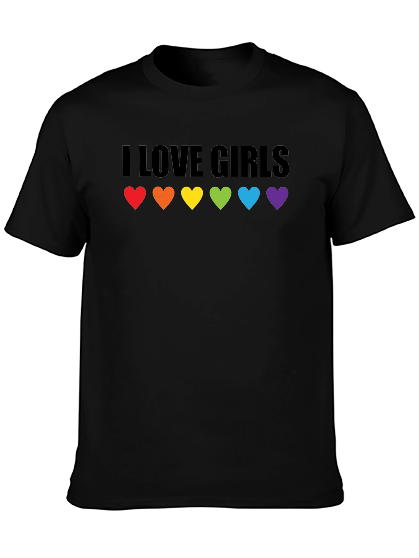 I Love Girls LGBTQ Pride T-Shirt - Rainbow Hearts