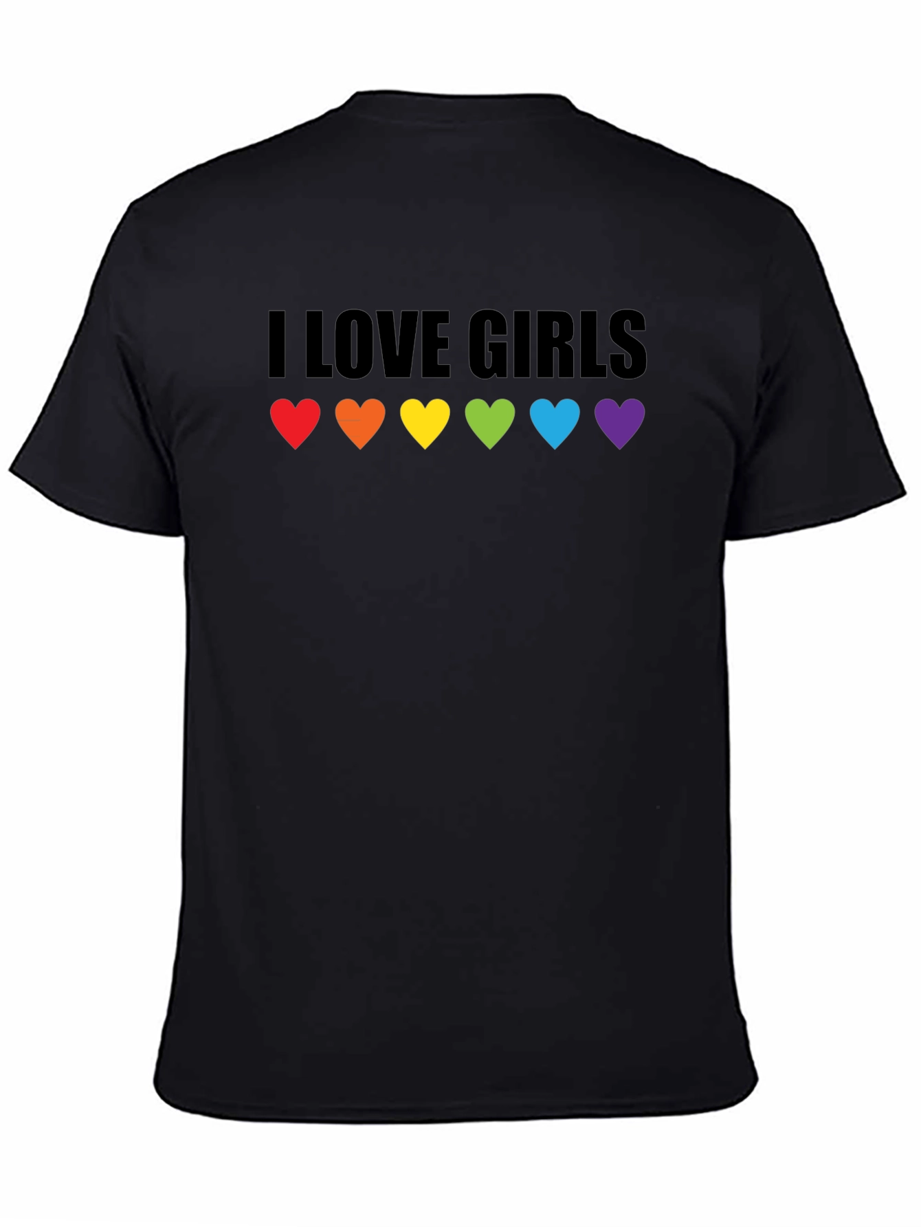 I Love Girls LGBTQ Pride T-Shirt - Rainbow Hearts