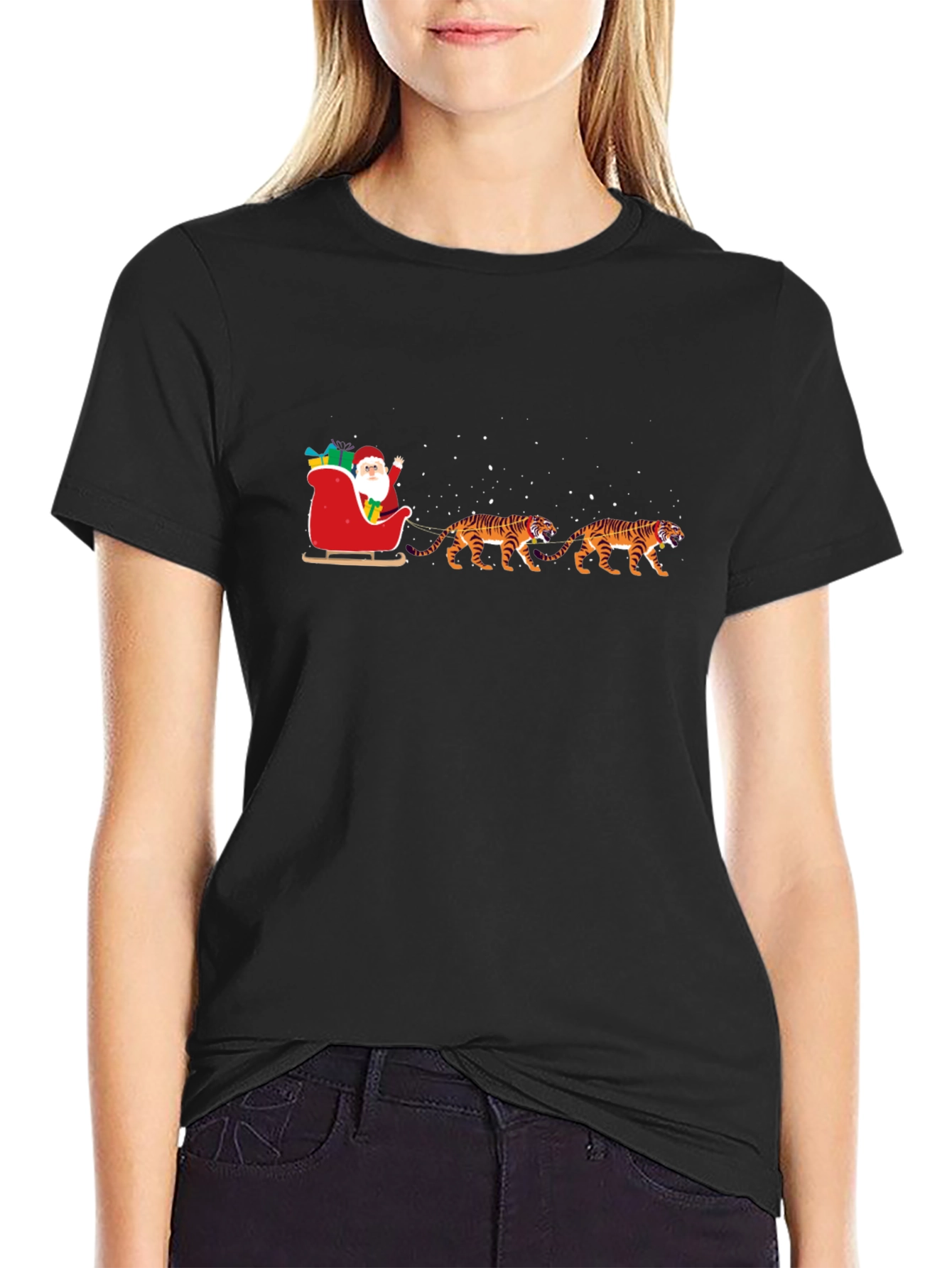 Santa Tiger Sleigh Graphic Tee