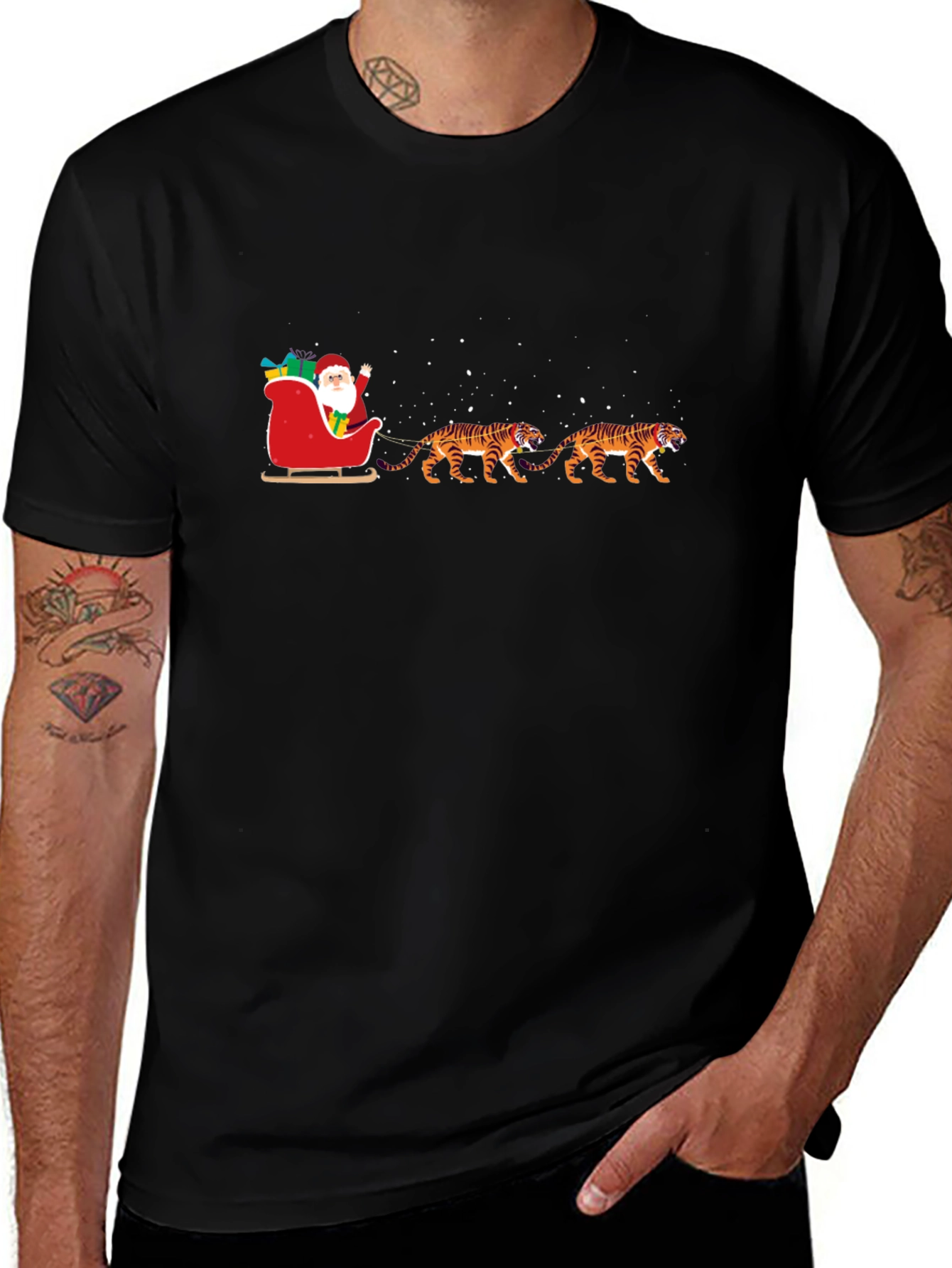 Santa Tiger Sleigh Graphic Tee