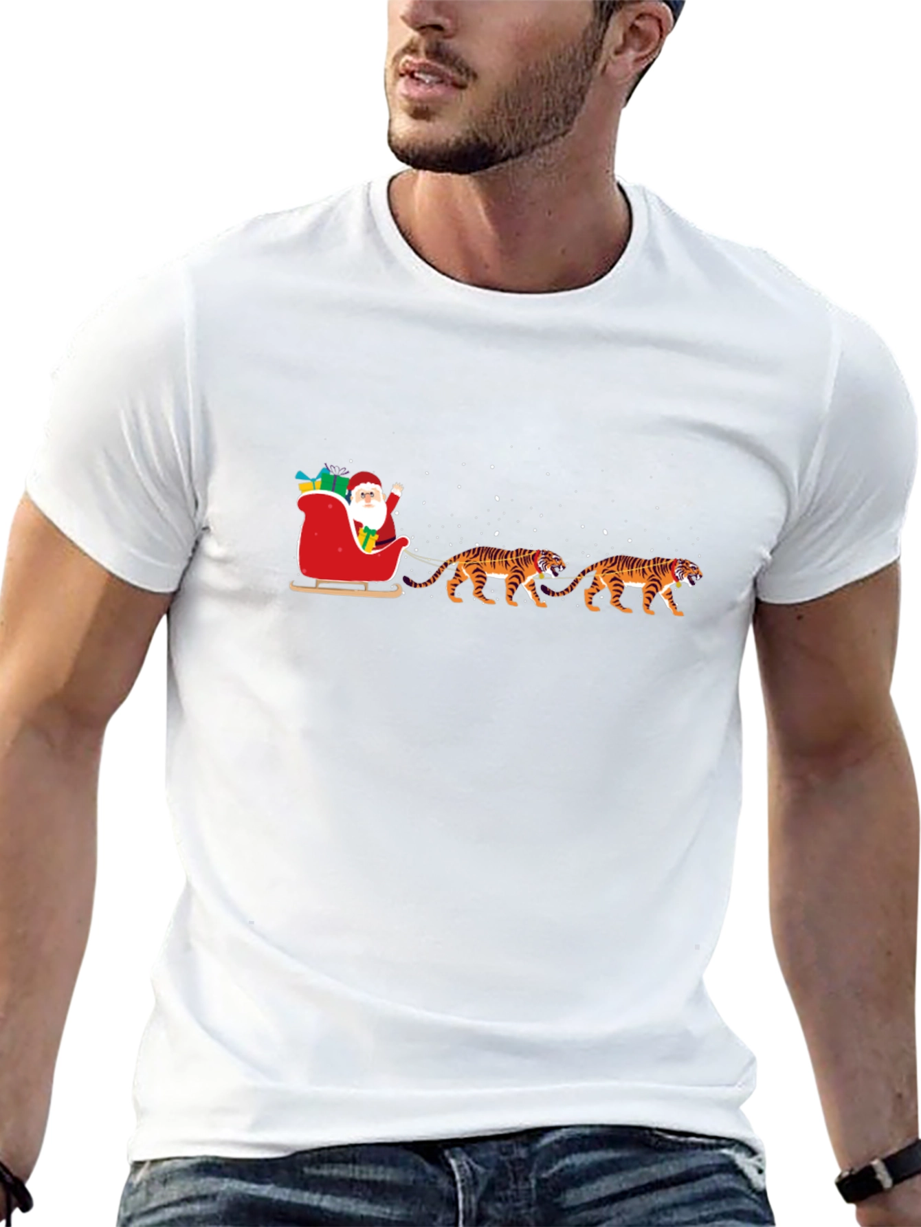 Santa Tiger Sleigh Graphic Tee