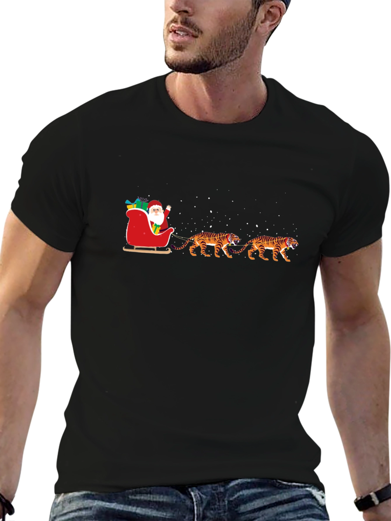 Santa Tiger Sleigh Graphic Tee