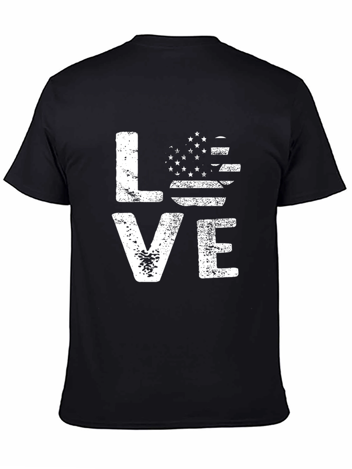 American Flag Heart Love Graphic Tee - Black
