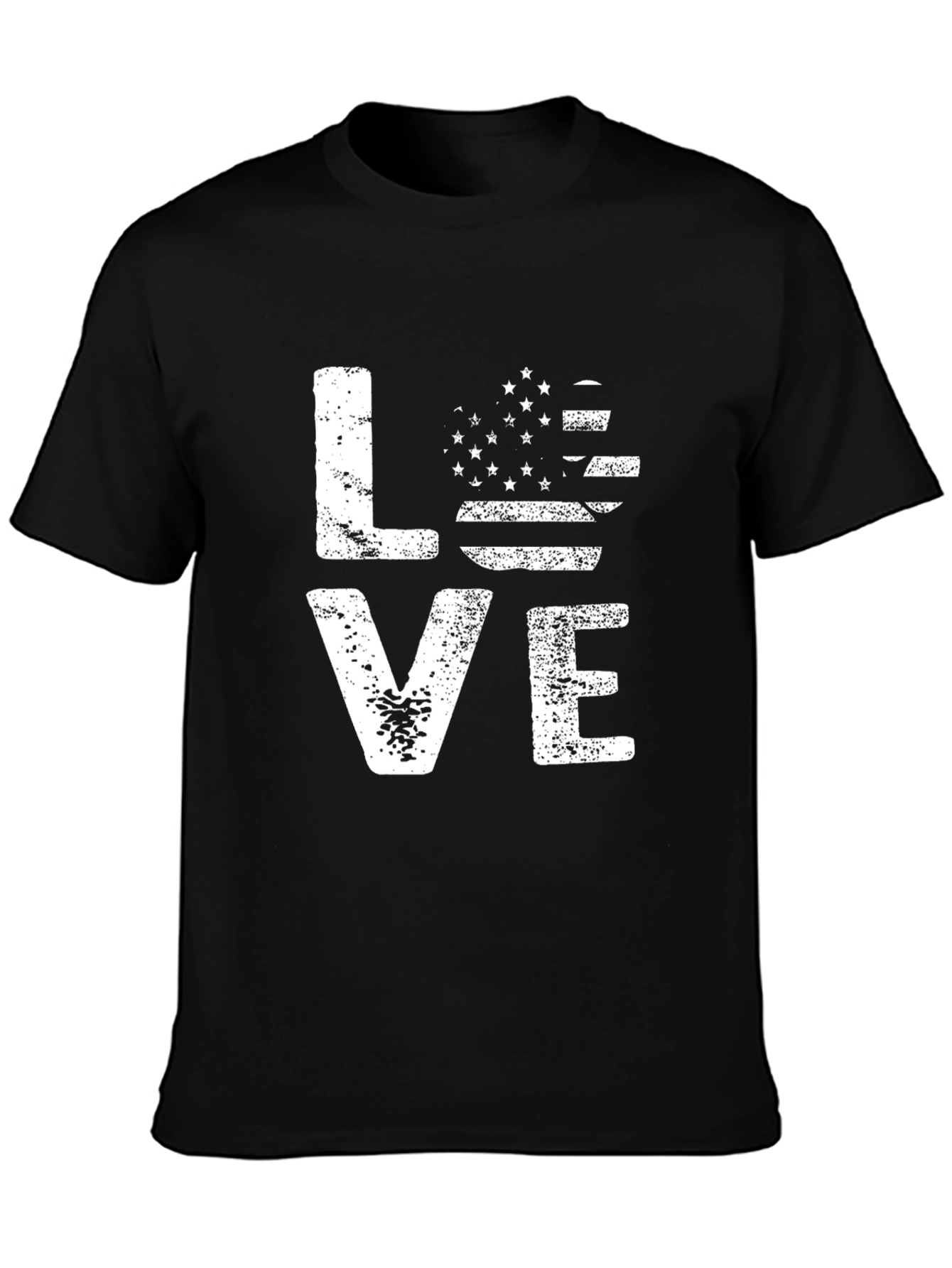 American Flag Heart Love Graphic Tee - Black