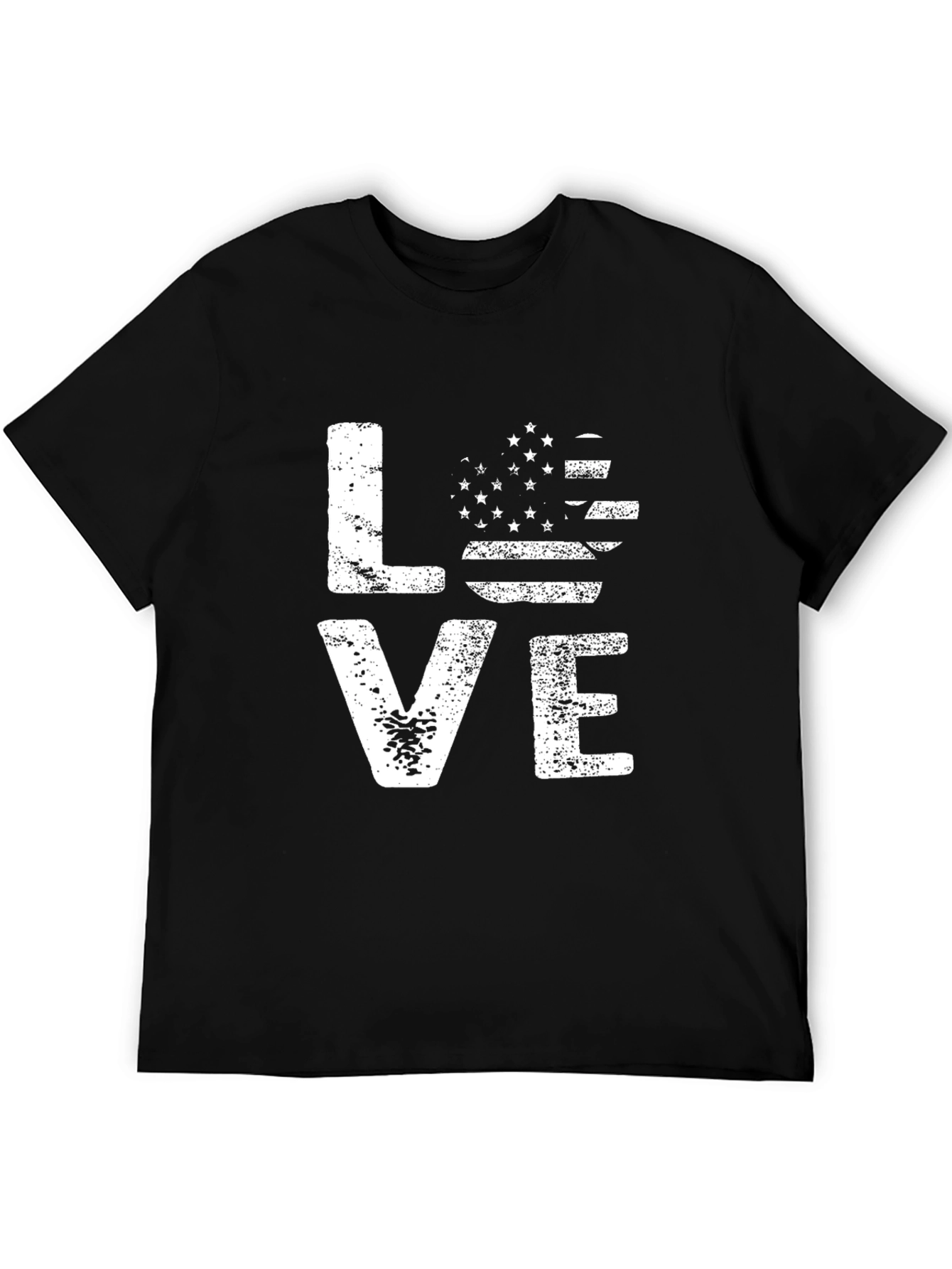 American Flag Heart Love Graphic Tee - Black
