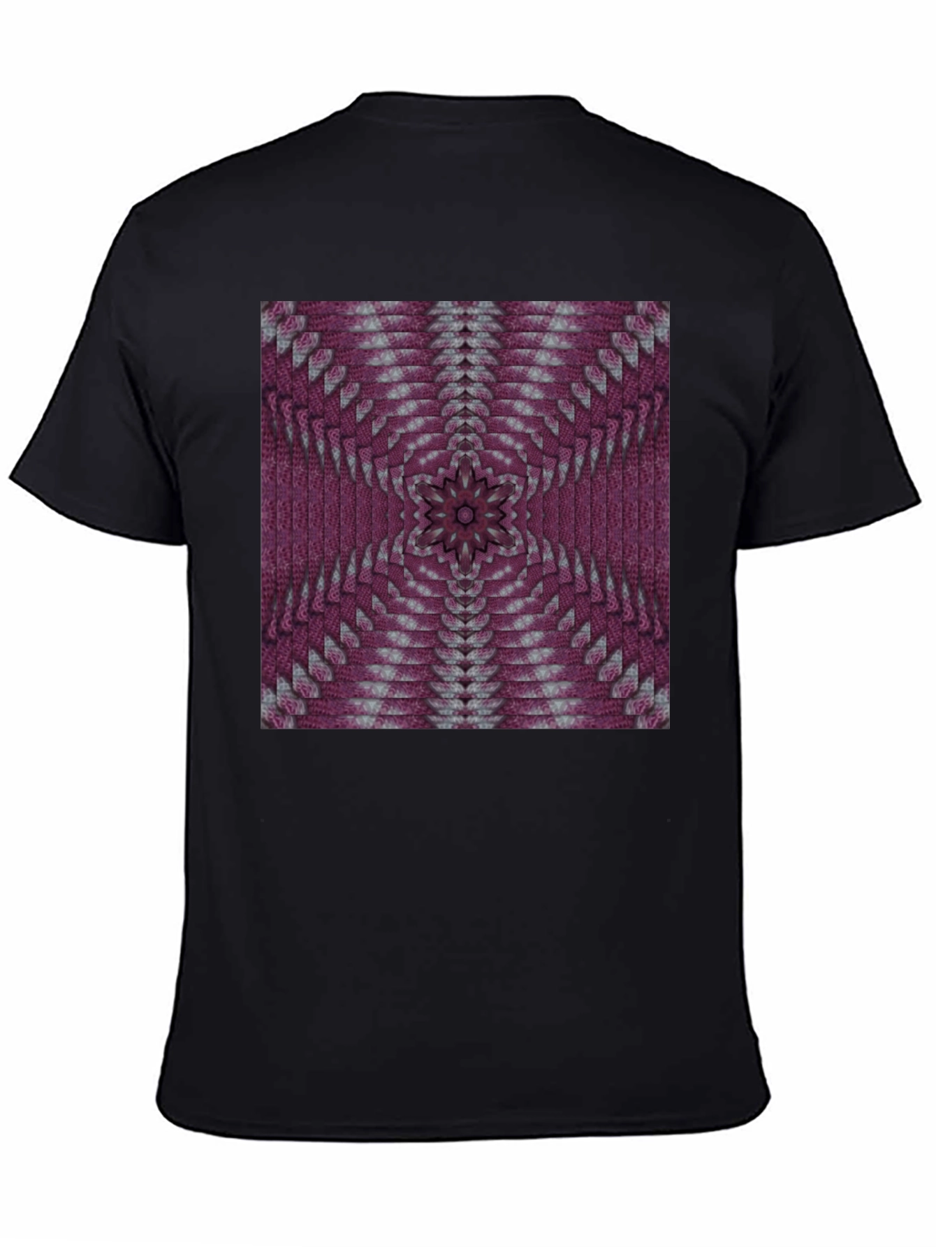 Geometric Kaleidoscope Pattern Black T-Shirt