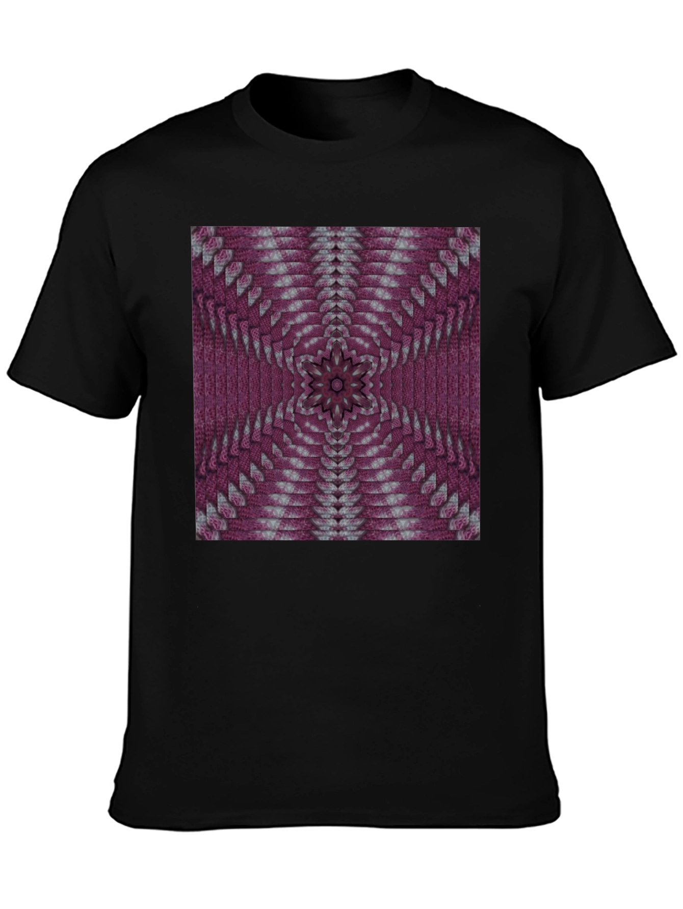 Geometric Kaleidoscope Pattern Black T-Shirt