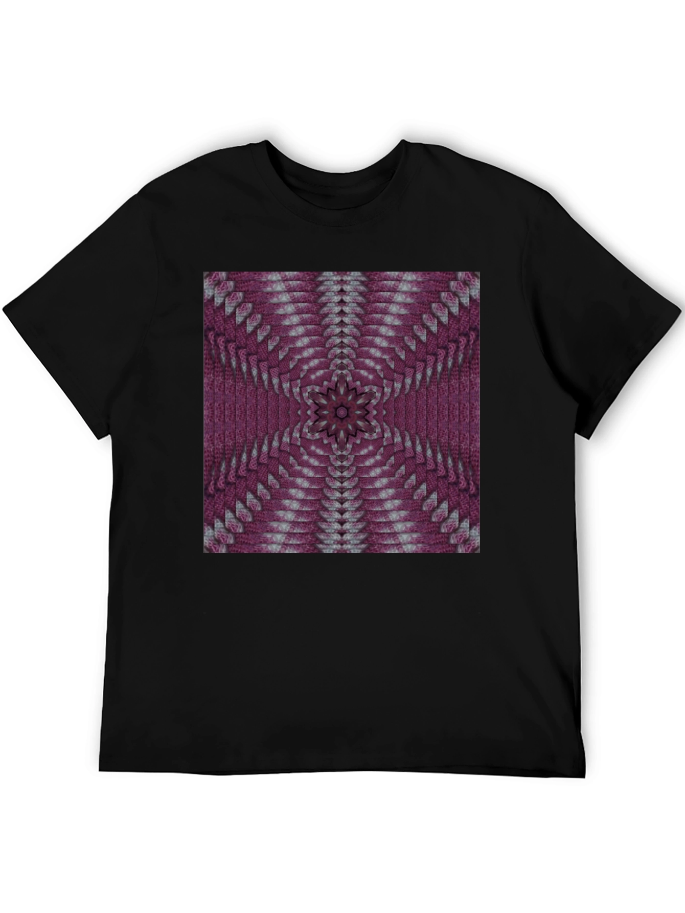 Geometric Kaleidoscope Pattern Black T-Shirt