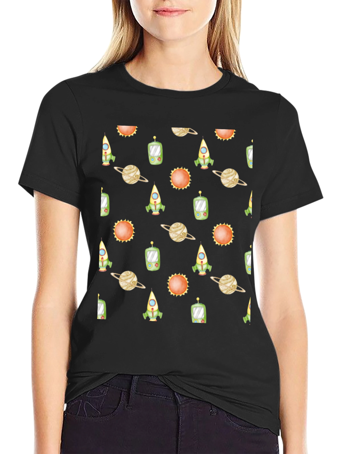 Space Pattern Black T-Shirt