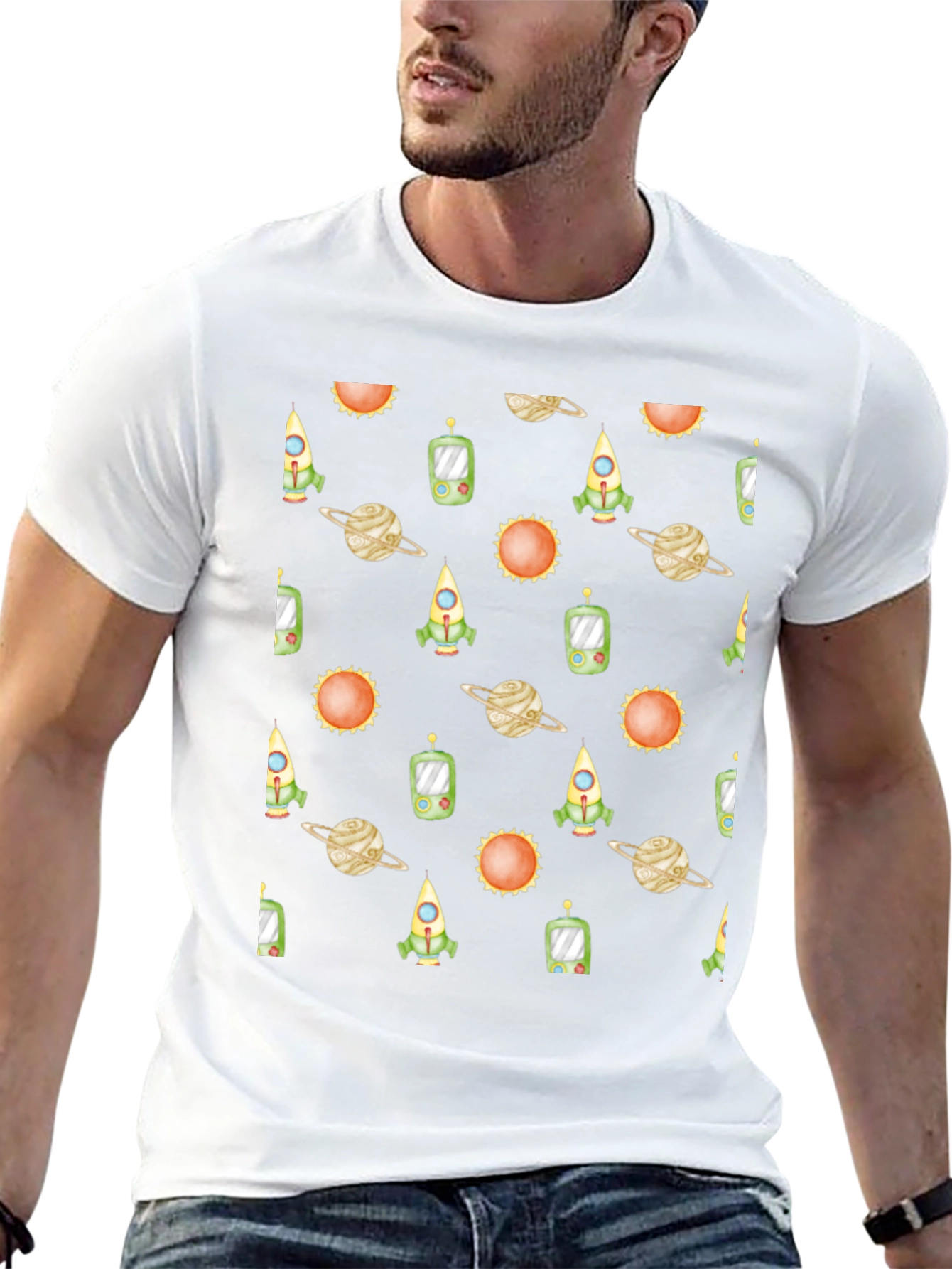 Space Pattern Black T-Shirt