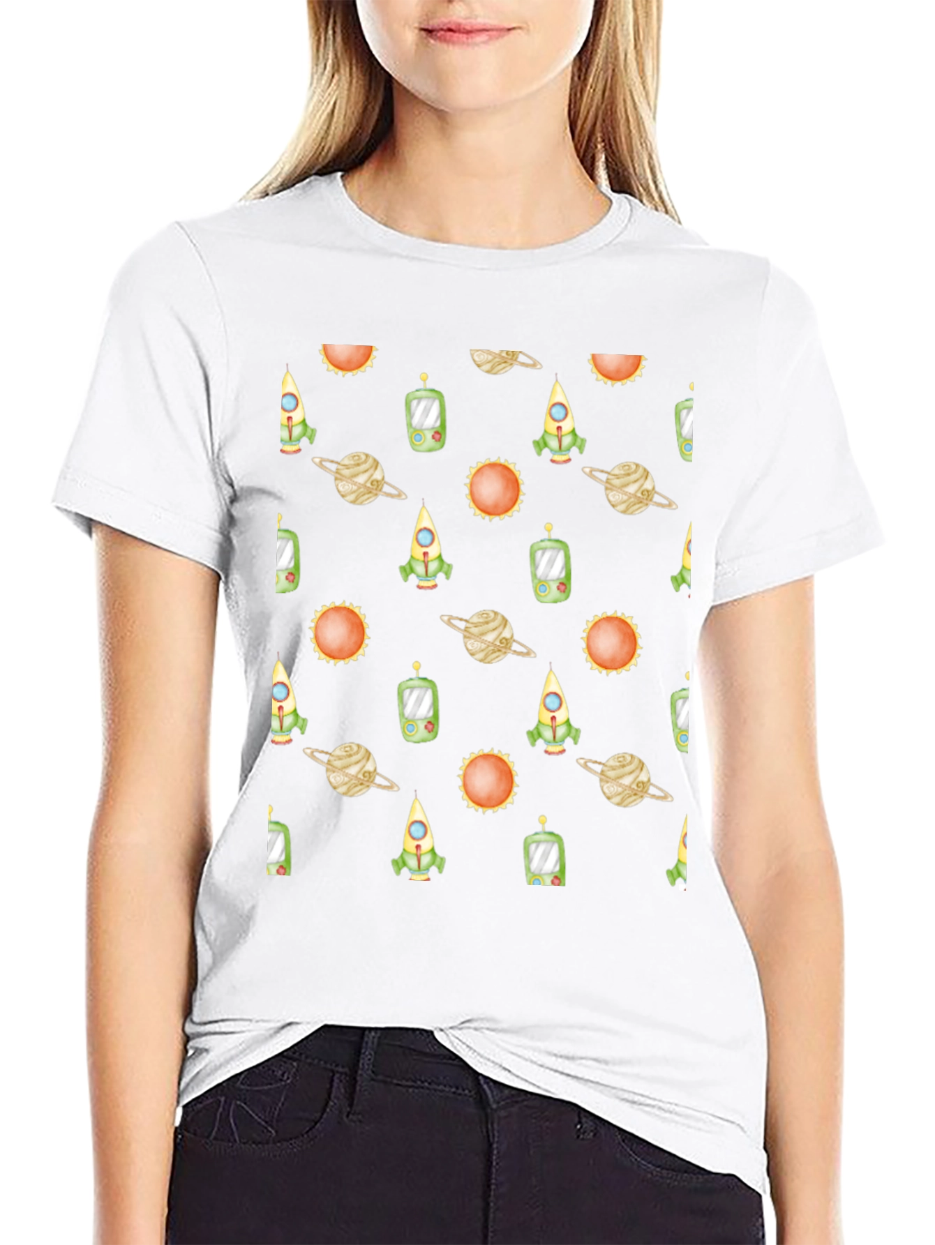 Space Pattern Black T-Shirt