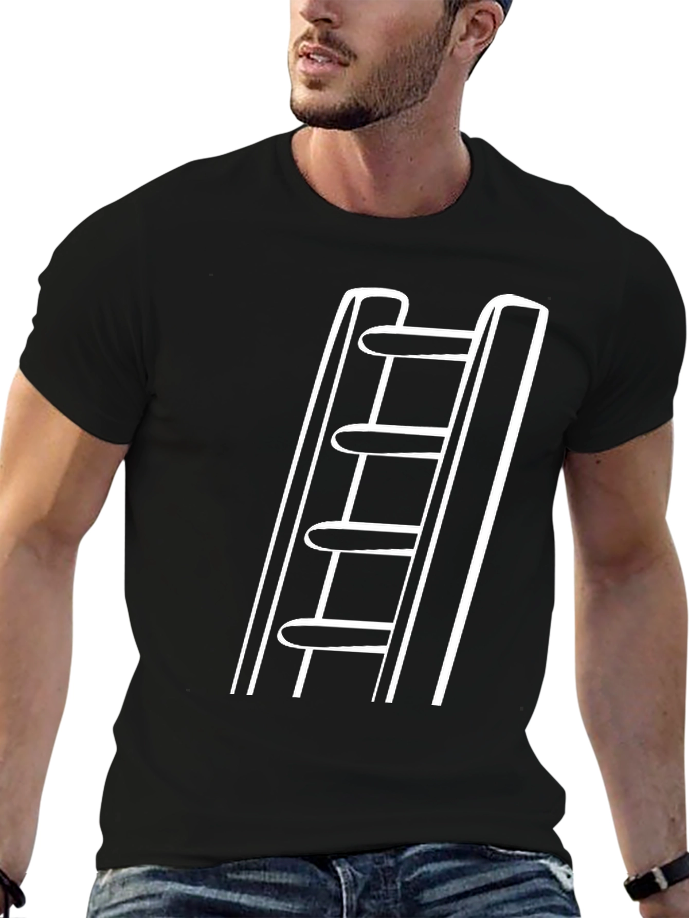 Ladder Graphic Black T-Shirt - Urban Style