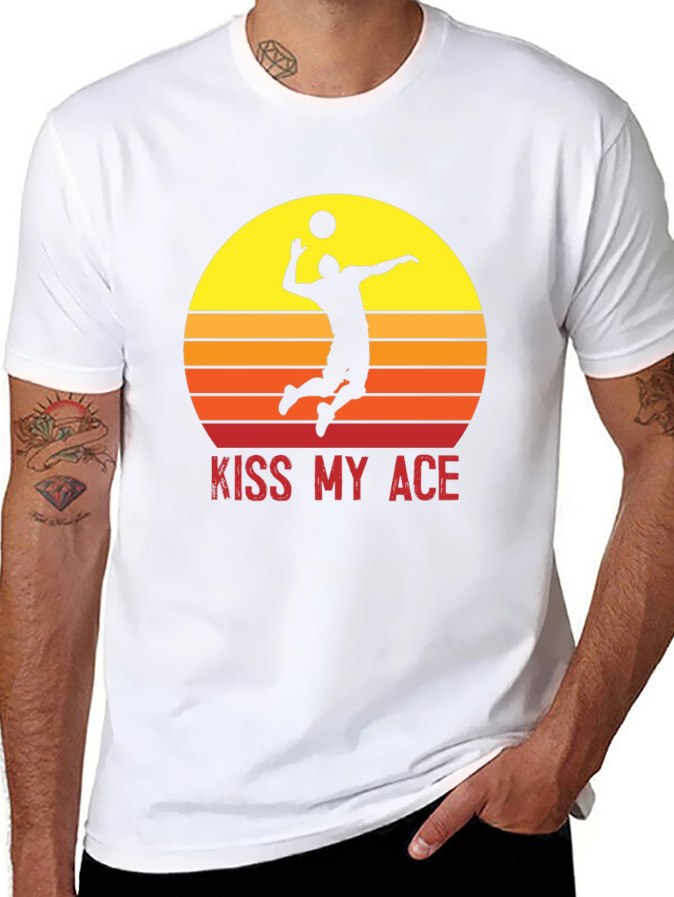 Kiss My Ace Volleyball T-Shirt Sunset Design