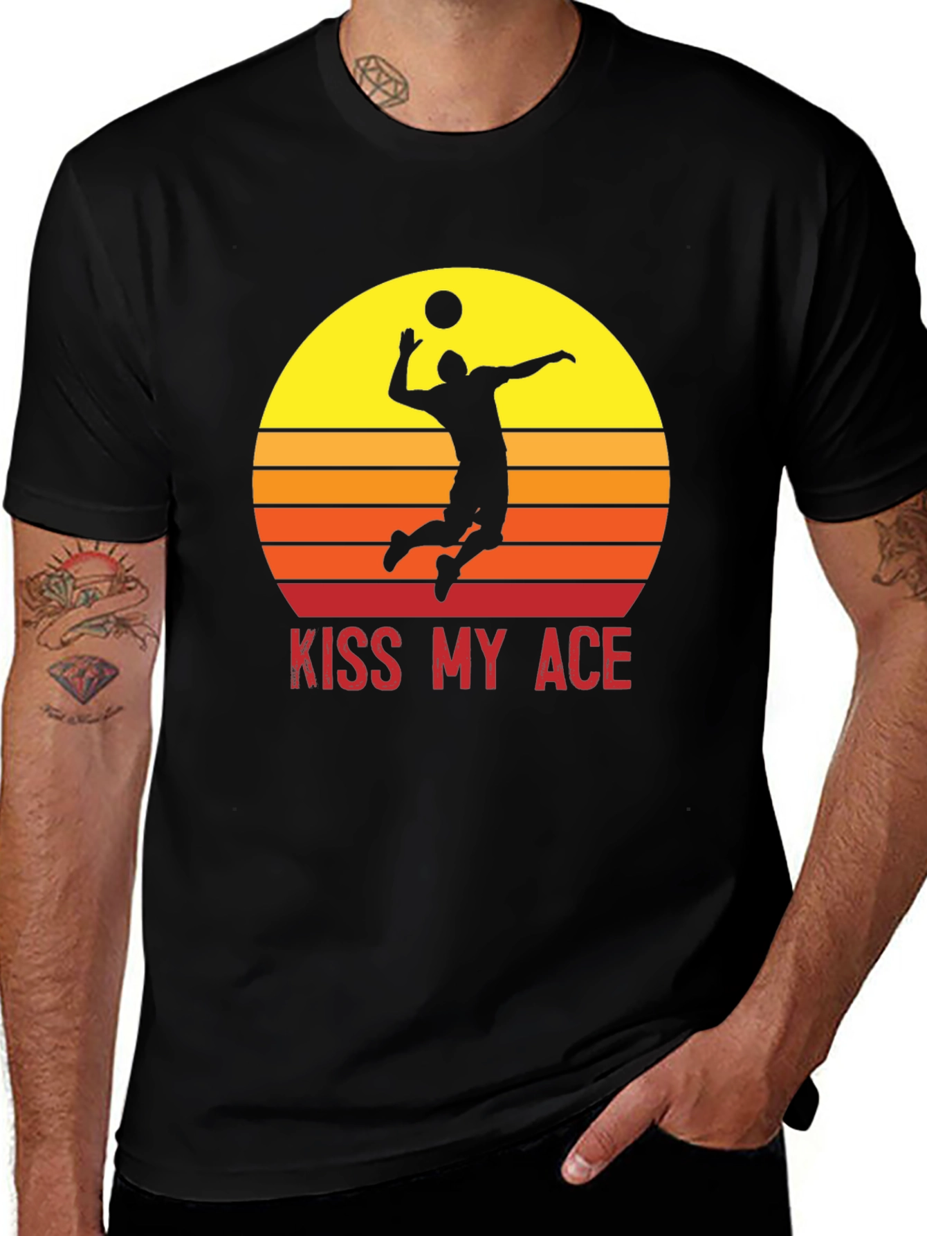 Kiss My Ace Volleyball T-Shirt Sunset Design