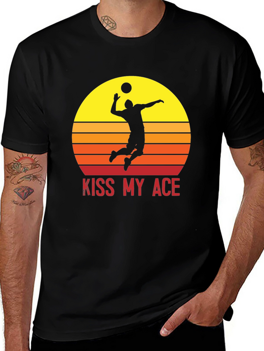 Kiss My Ace Volleyball T-Shirt Sunset Design