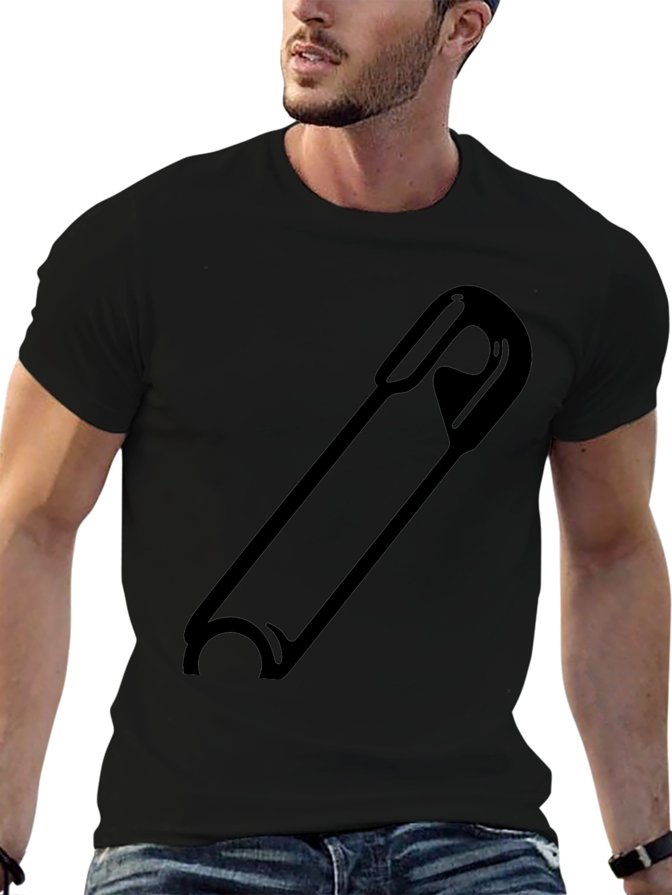 Safety Pin Graphic Black T-Shirt