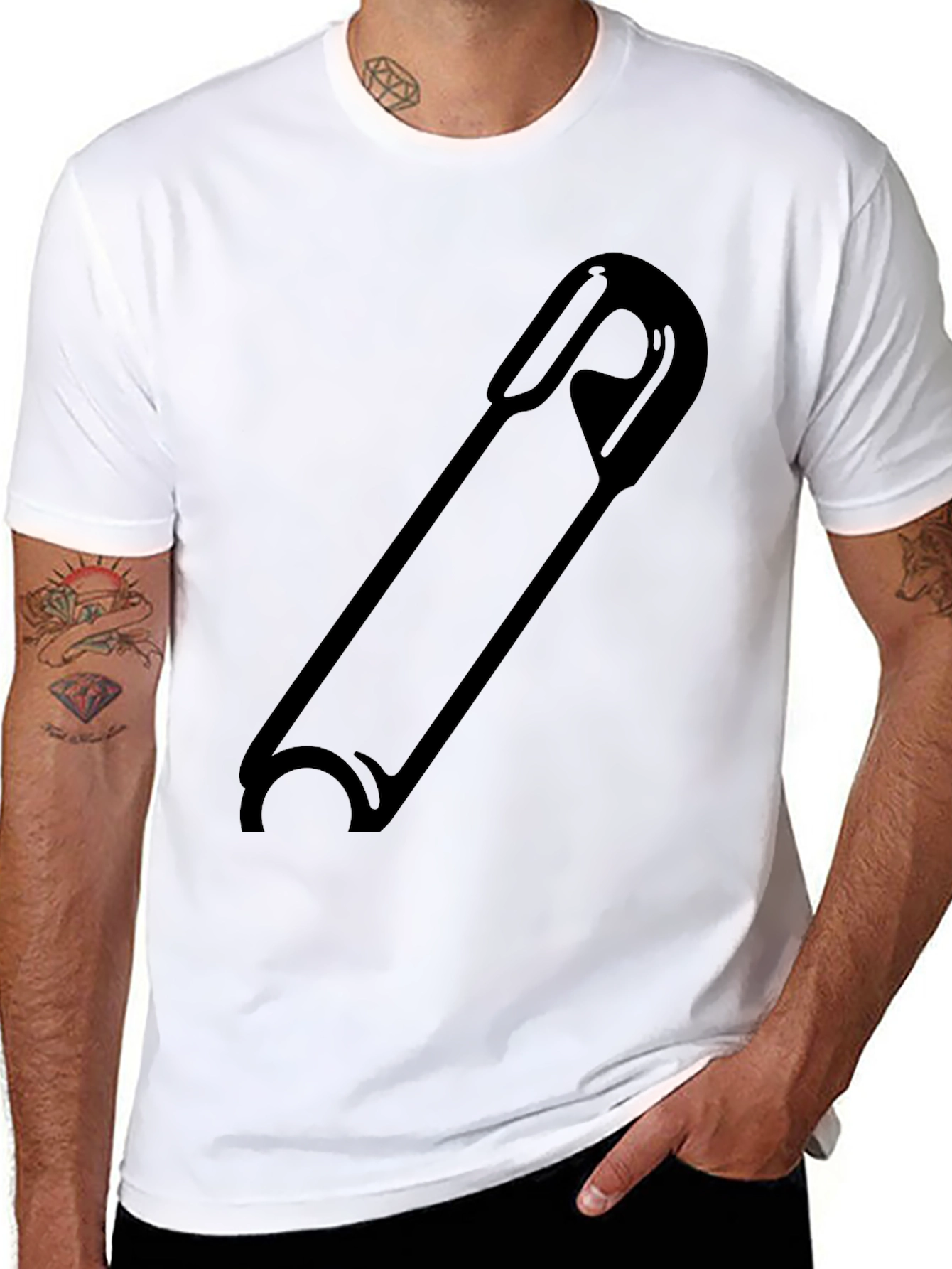 Safety Pin Graphic Black T-Shirt